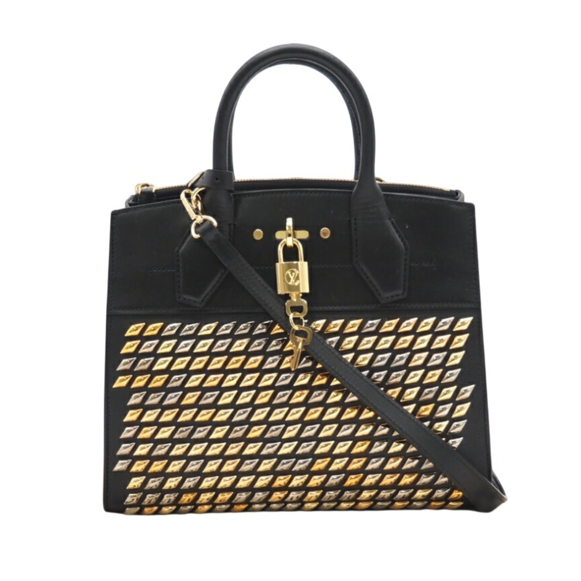 Louis Vuitton Black Gold Leather Shoulder Bag (Pre-Owned)