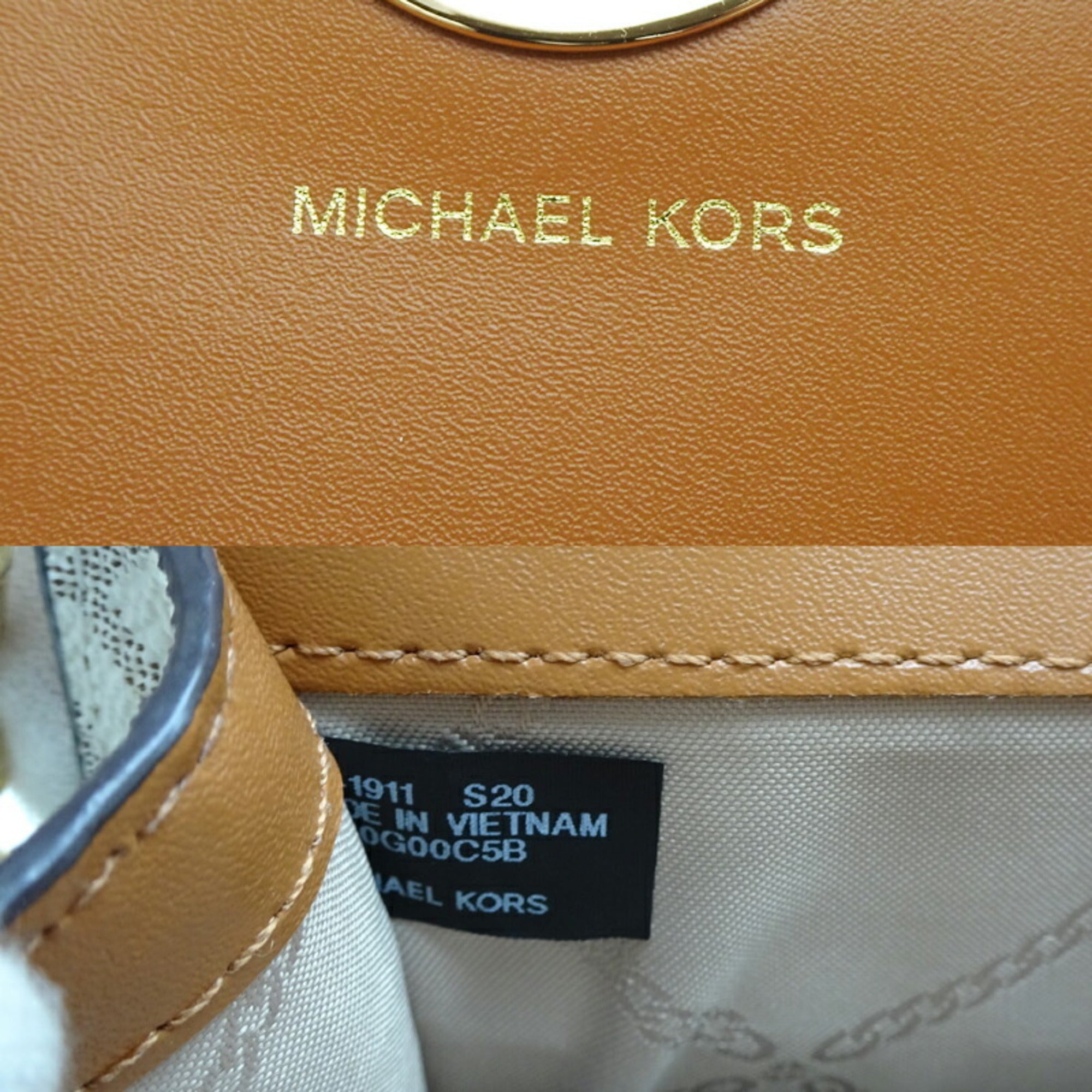 Michael Kors Brown White Pvc Leather Shoulder Bag (Pre-Owned)