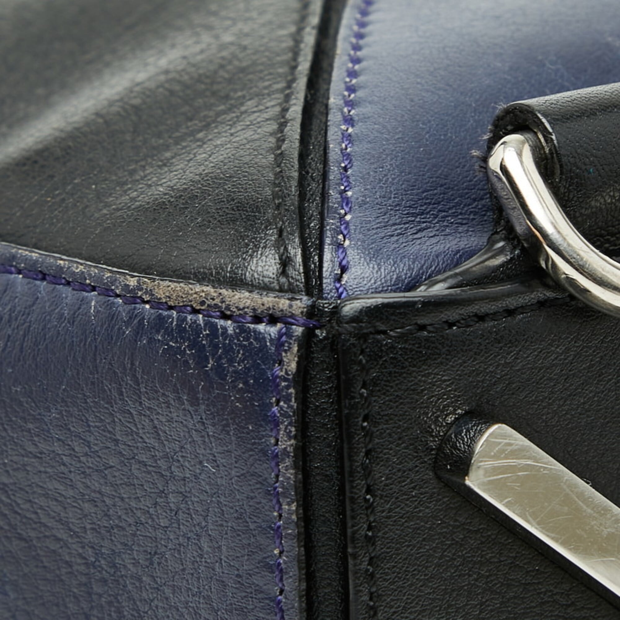 Loewe Puzzle Navy Purple Leather Handbag Shoulder Bag (Pre-Owned)