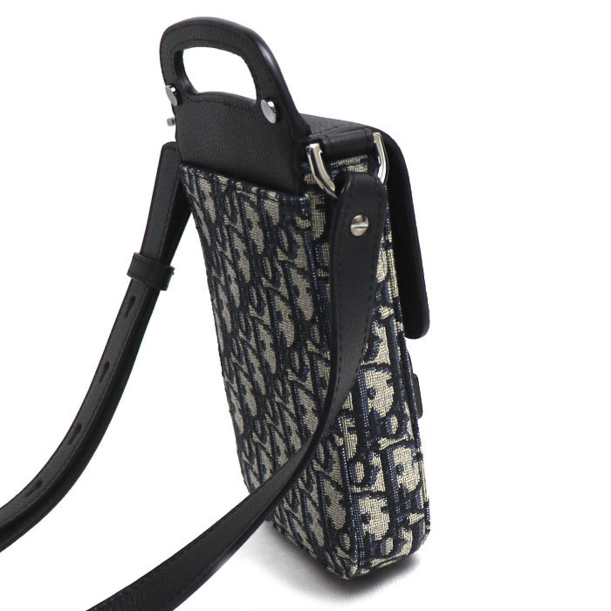 Christian Dior Black Leather Jacquard Shoulder Bag (Pre-Owned)