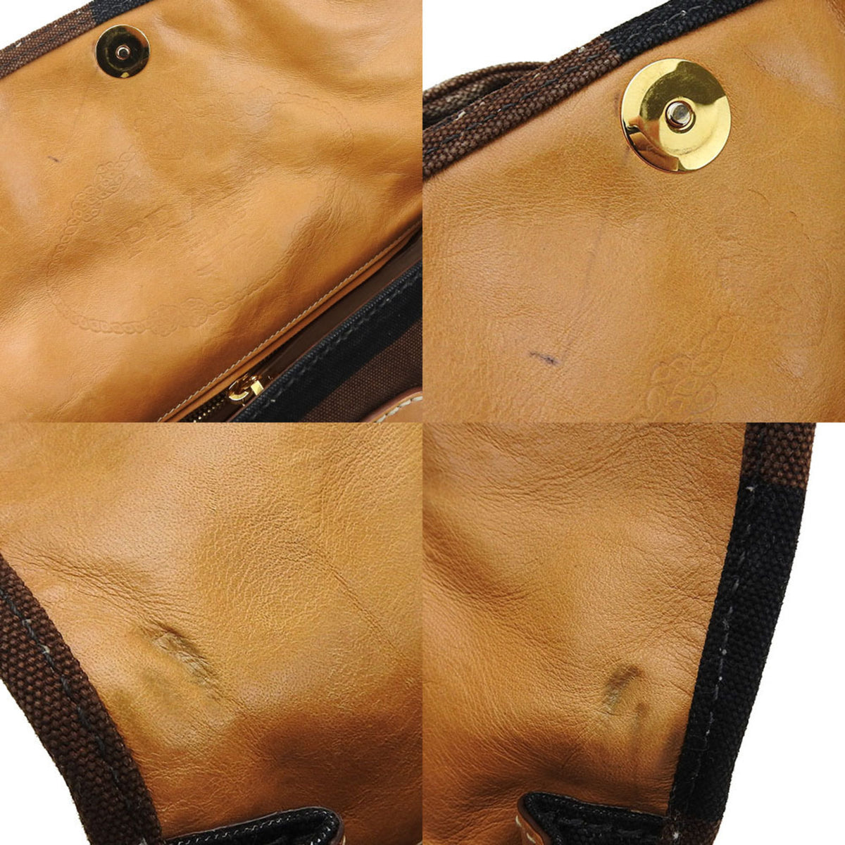 Prada Black Brown White Canvas Handbag (Pre-Owned)