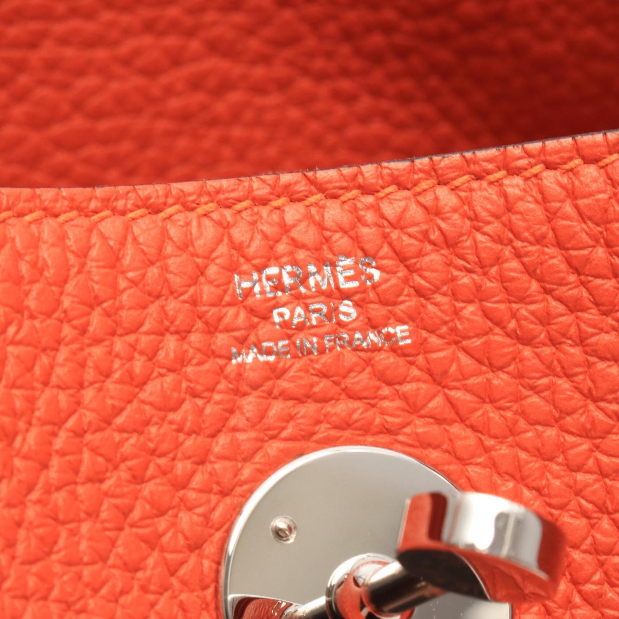 Hermes Orange Orange Poppy Taurillon Clemence Leather Handbag Shoulder Bag (Pre-Owned)