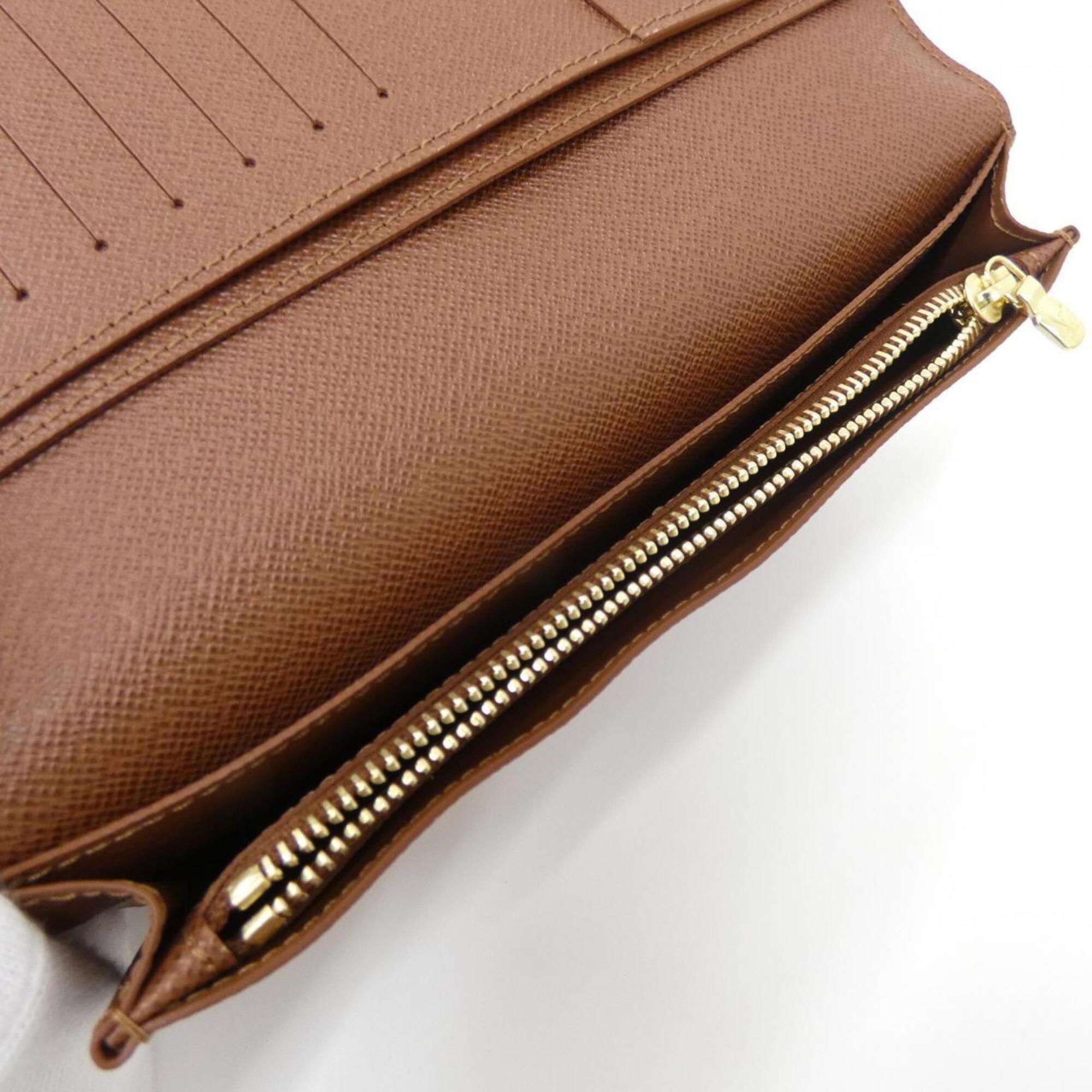 Louis Vuitton Marron Coated Canvas Long Wallet (Bi-Fold) (Pre-Owned)