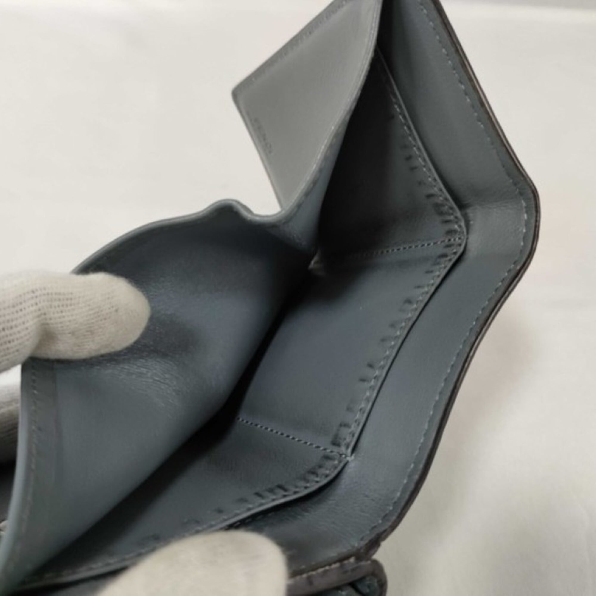 Fendi Gray Leather Wallet (Tri-Fold) (Pre-Owned)