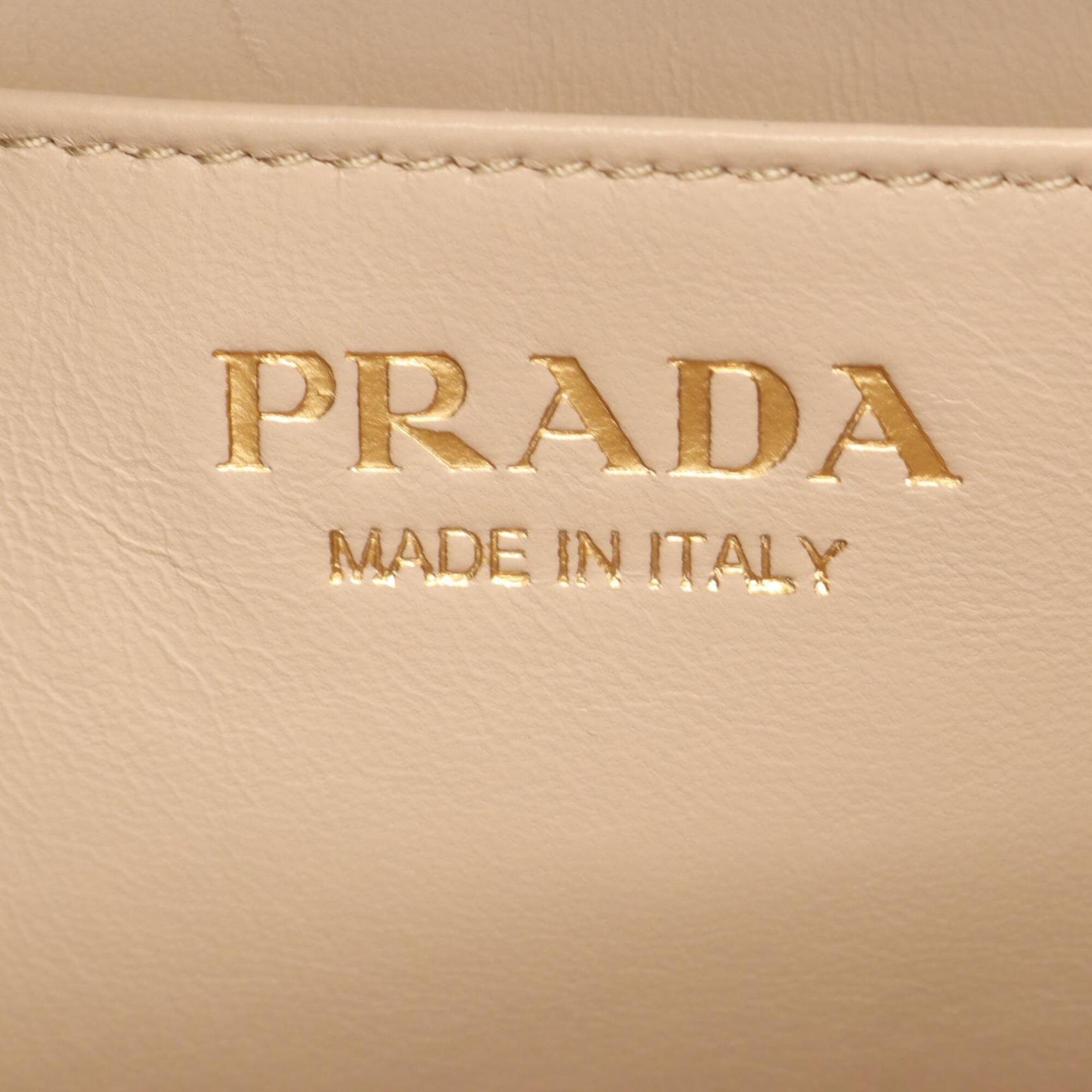 Prada Beige Leather Handbag Shoulder Bag (Pre-Owned)