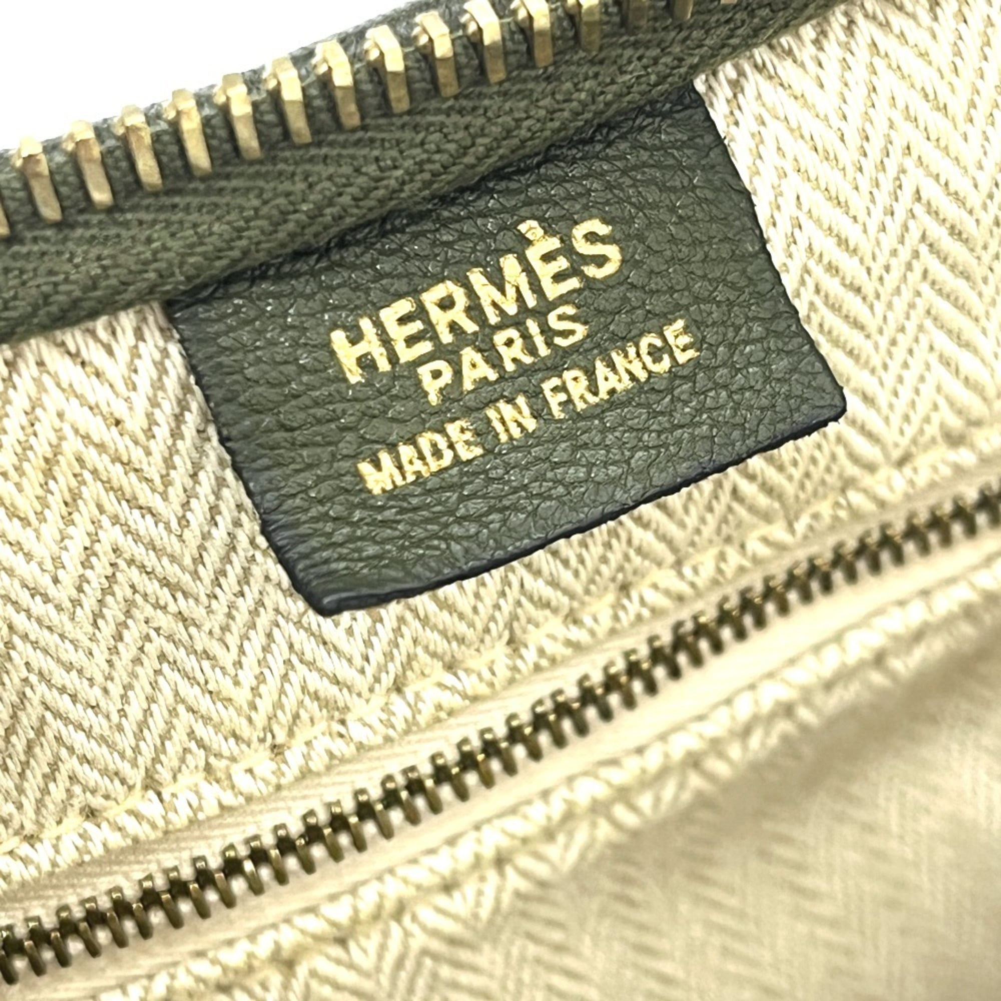 Hermes Khaki Leather Handbag (Pre-Owned)