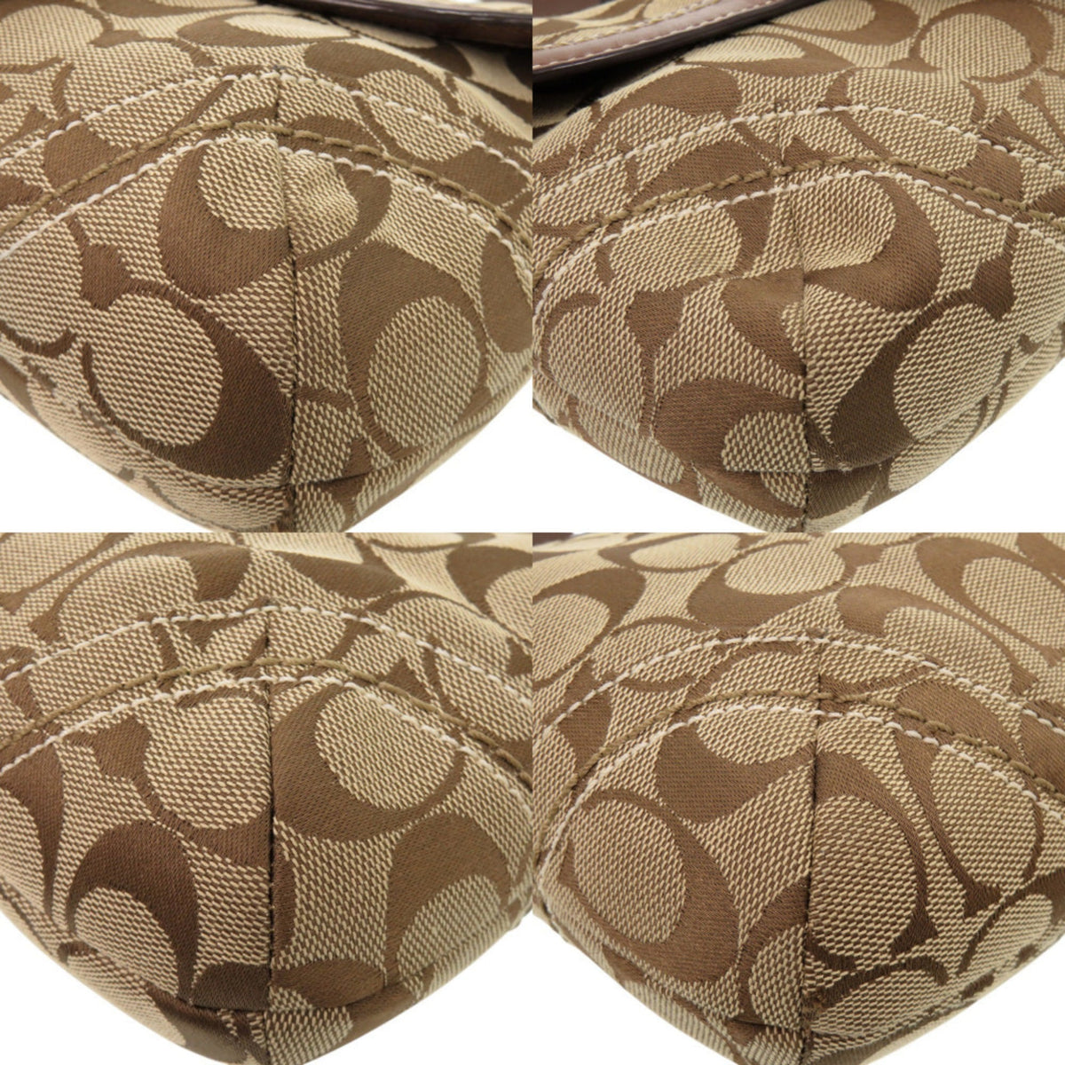 Coach Beige Brown Leather Canvas Shoulder Bag (Pre-Owned)