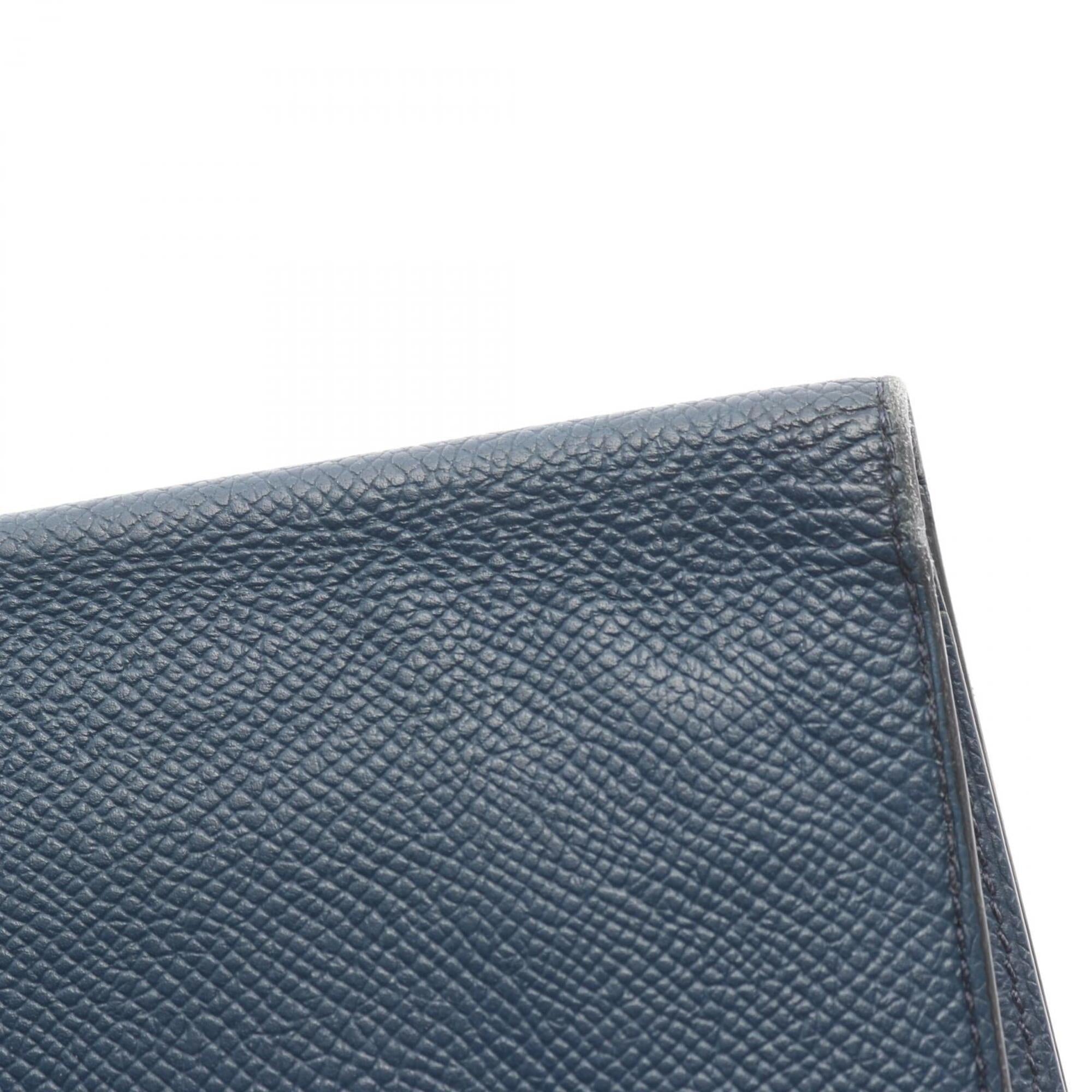 Hermes Navy Epsom Leather Leather Long Wallet (Bi-Fold) (Pre-Owned)