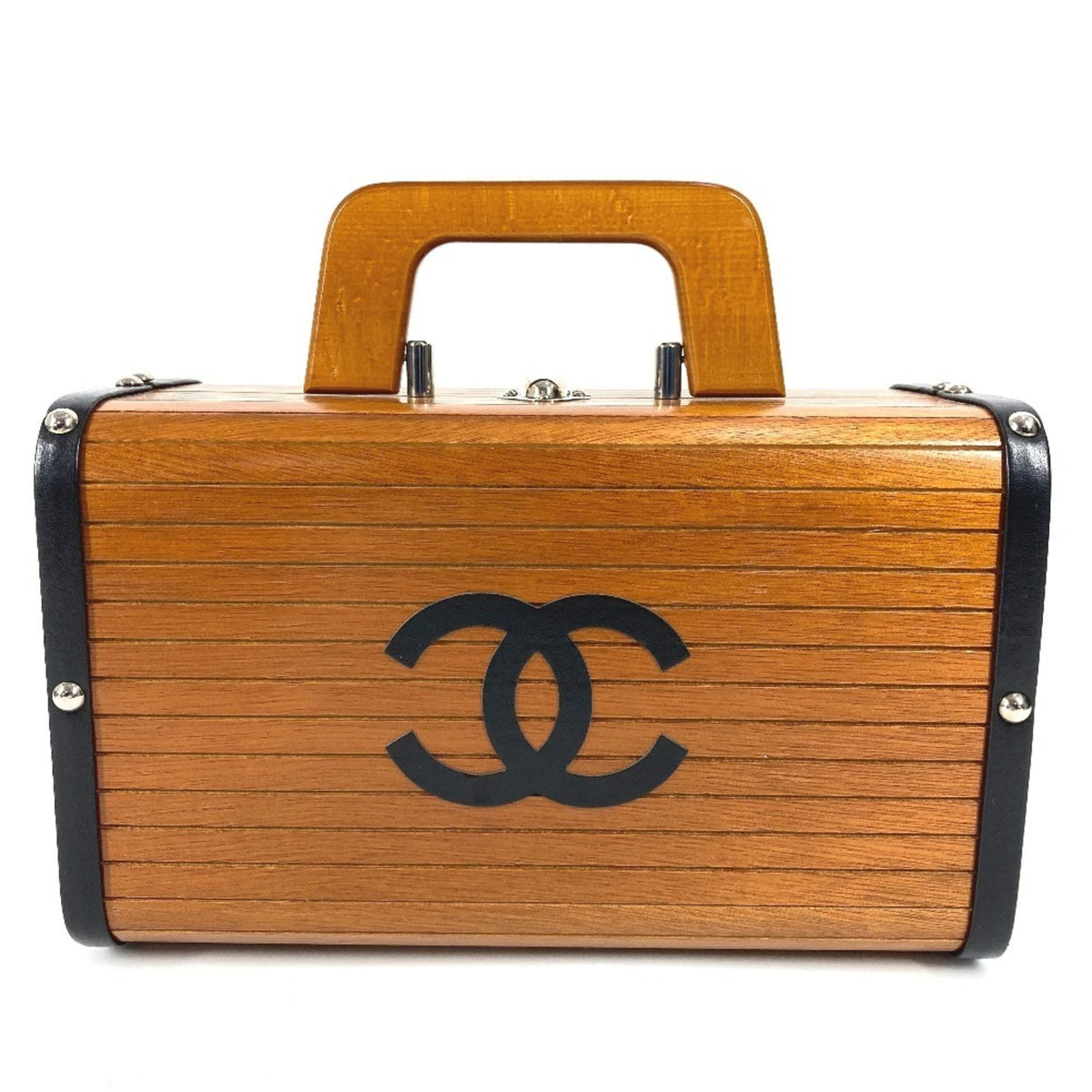 Chanel Black Brown Wood Handbag Vanity Bag (Pre-Owned)