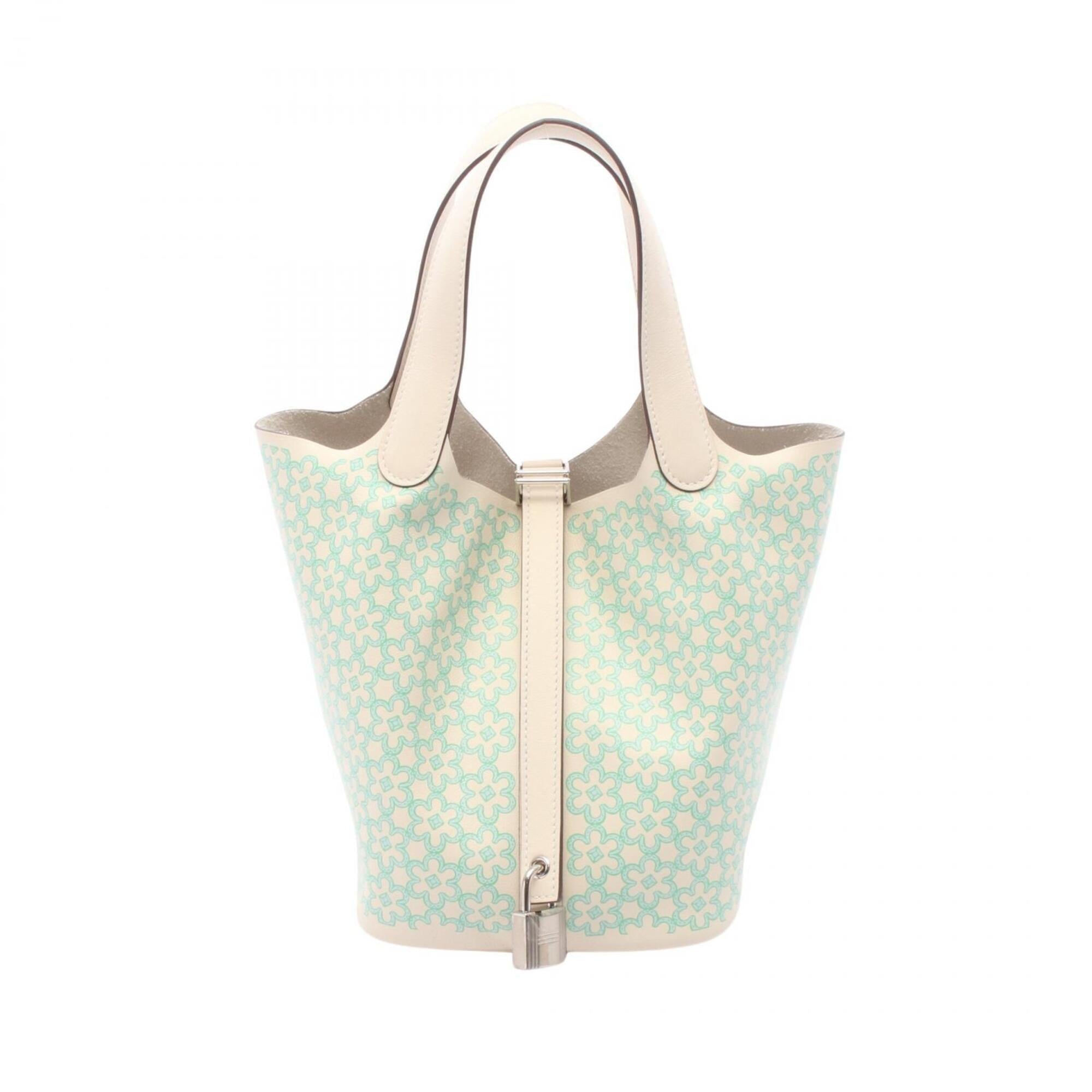 Hermes Blue Green Ivory Swift Leather Leather Handbag (Pre-Owned)