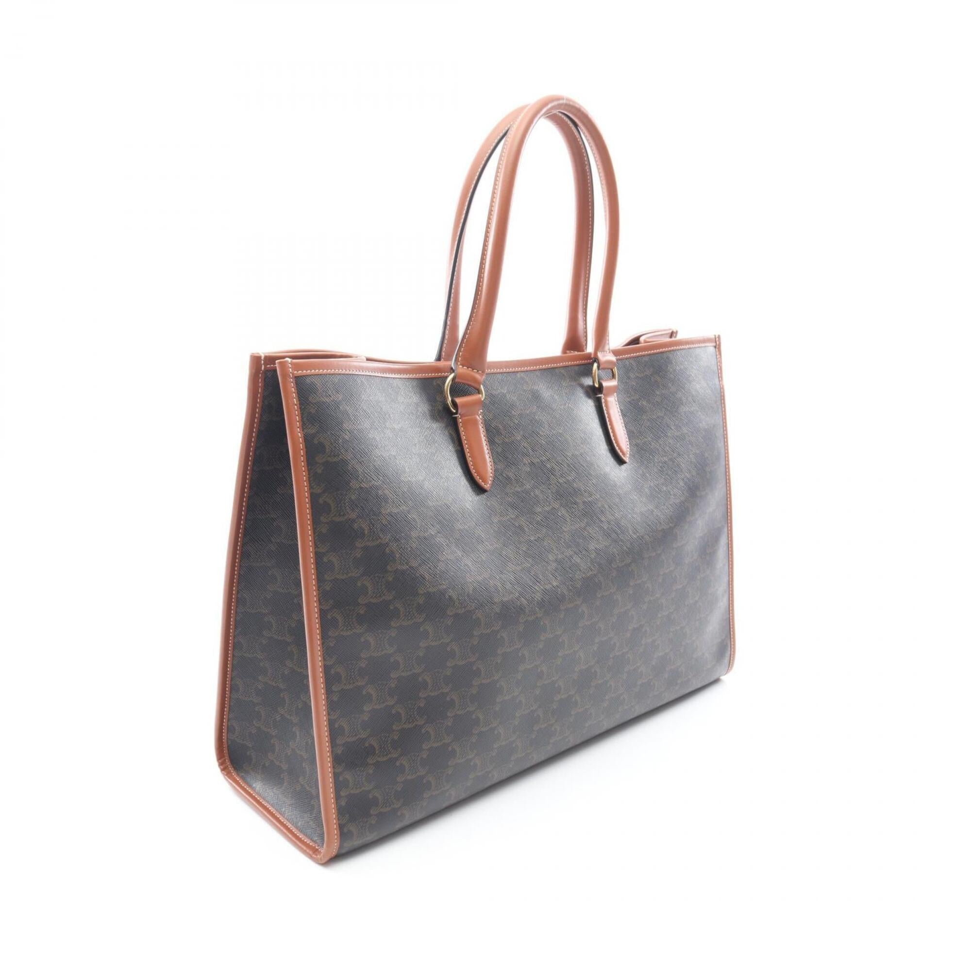 Celine Black Brown Coated Canvas Leather Handbag Tote Bag (Pre-Owned)