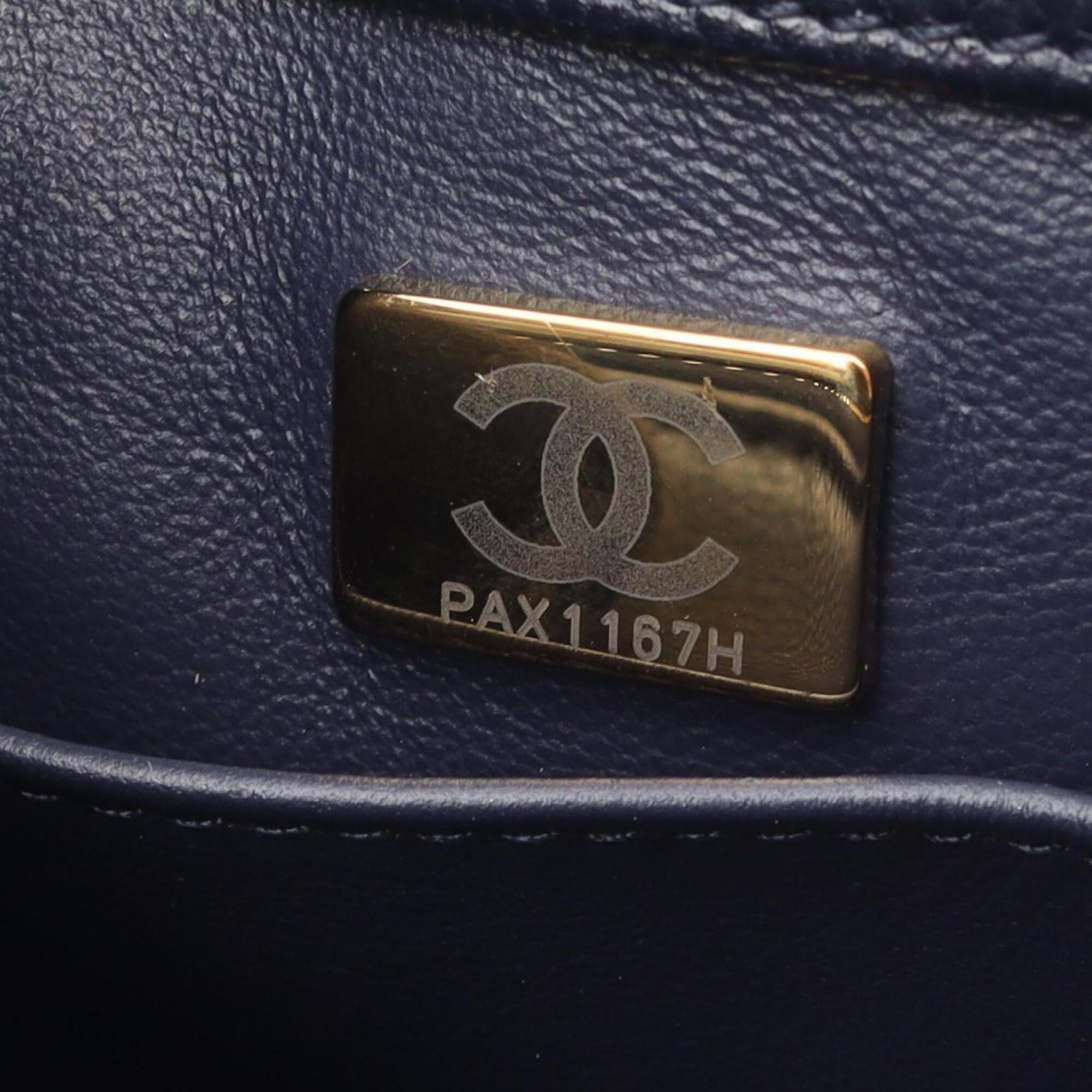 Chanel Navy Grained Calfskin Handbag (Pre-Owned)