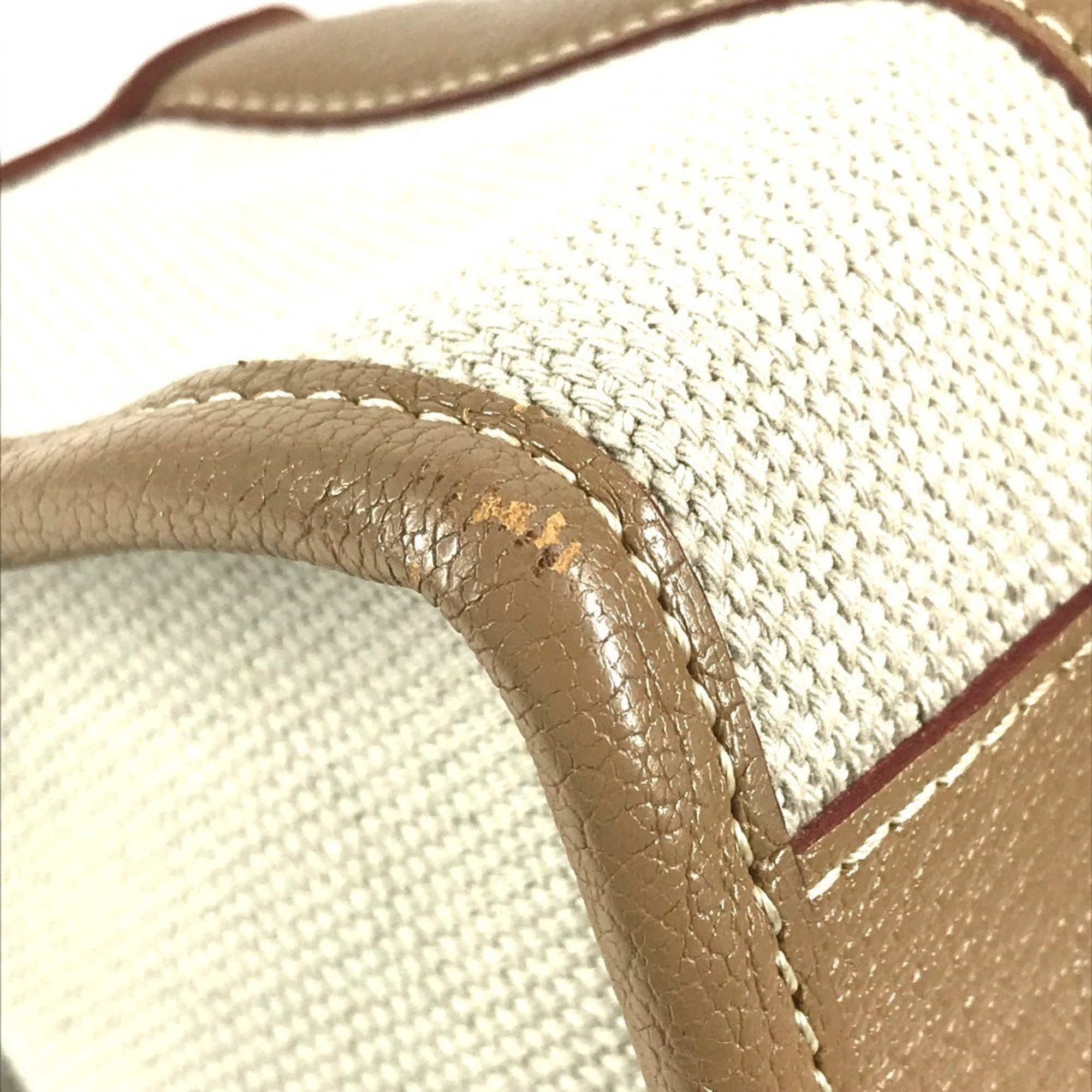Louis Vuitton Beige Leather Canvas Handbag Tote Bag (Pre-Owned)