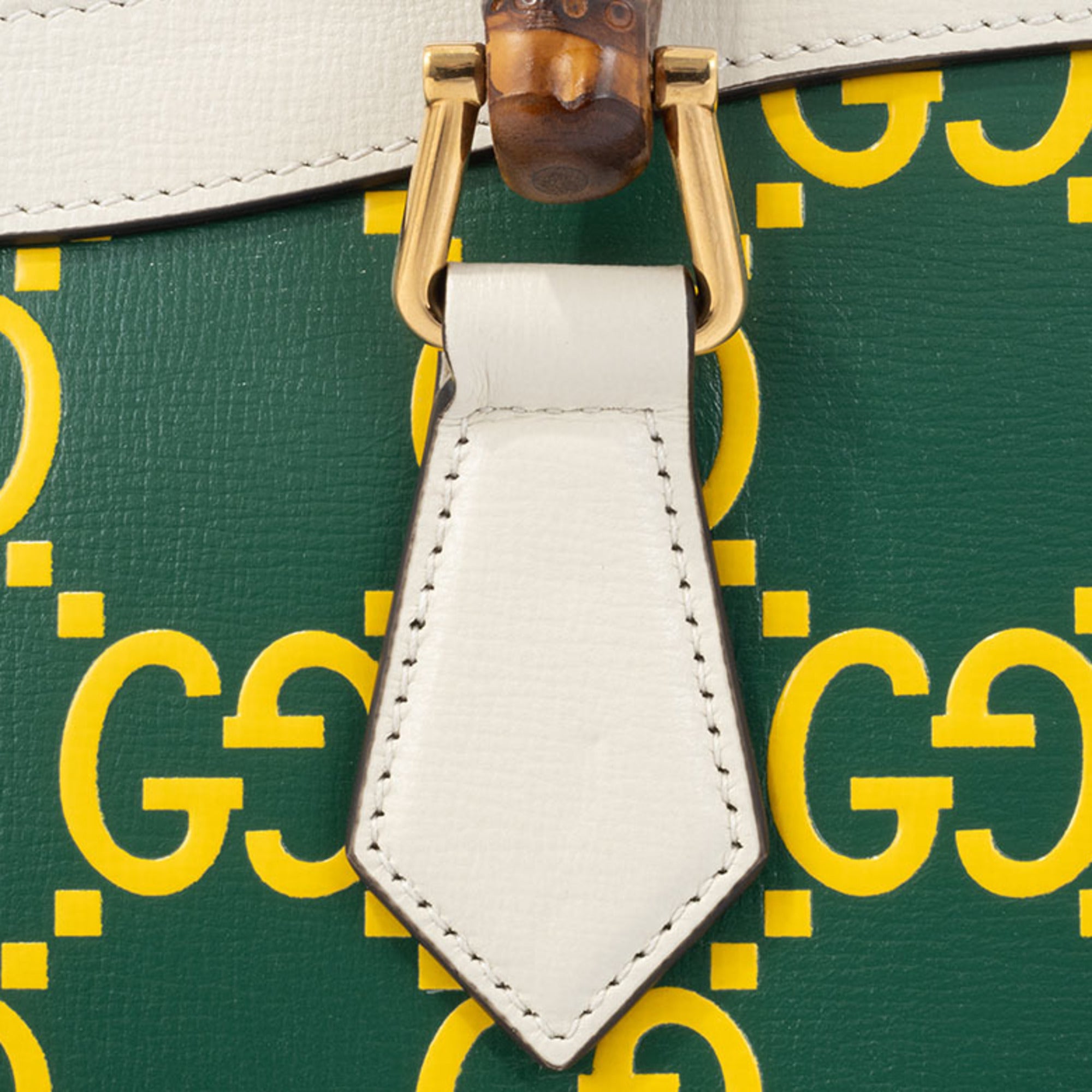 Gucci Green White Yellow Leather Handbag (Pre-Owned)