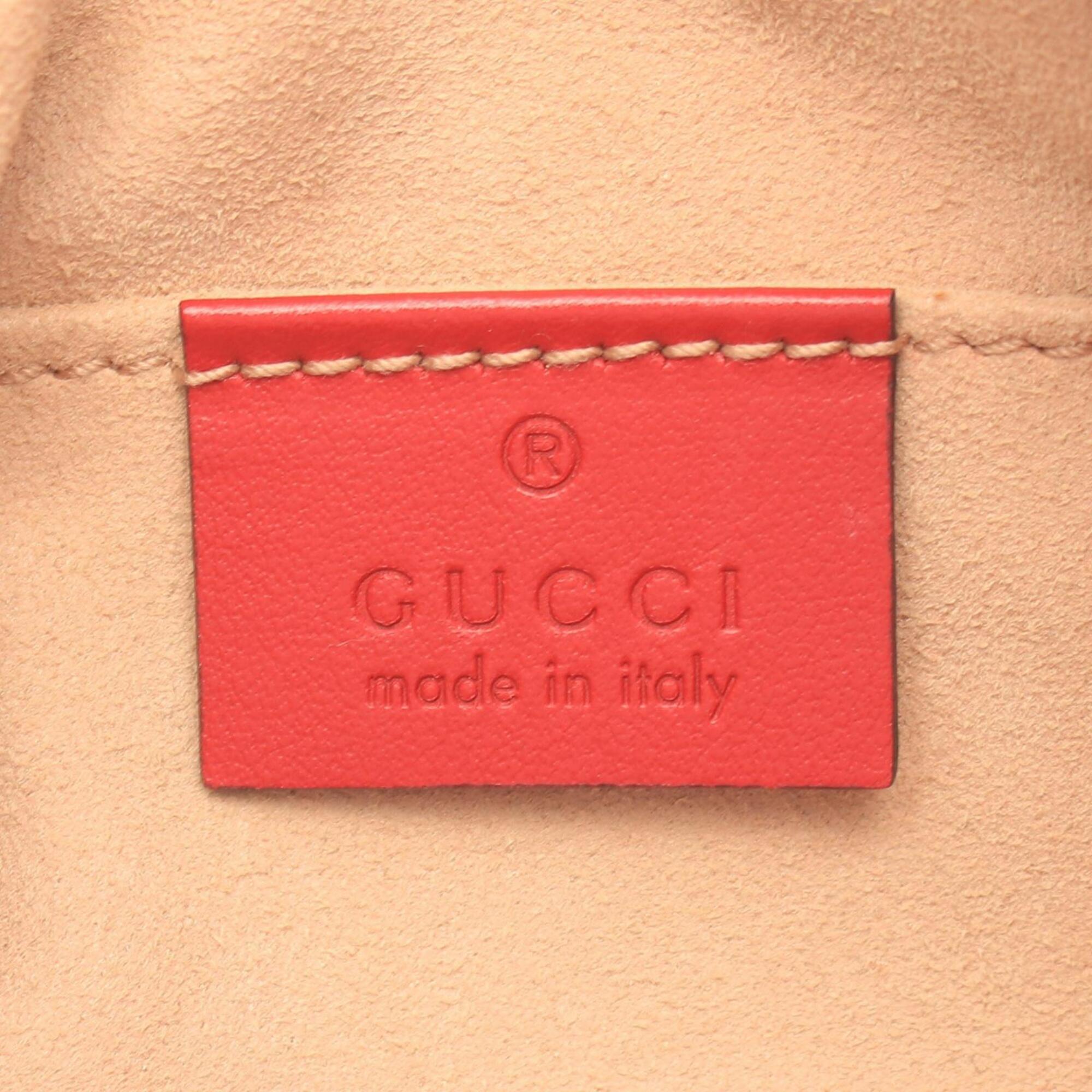 Gucci Red Color Leather Handbag Shoulder Bag (Pre-Owned)