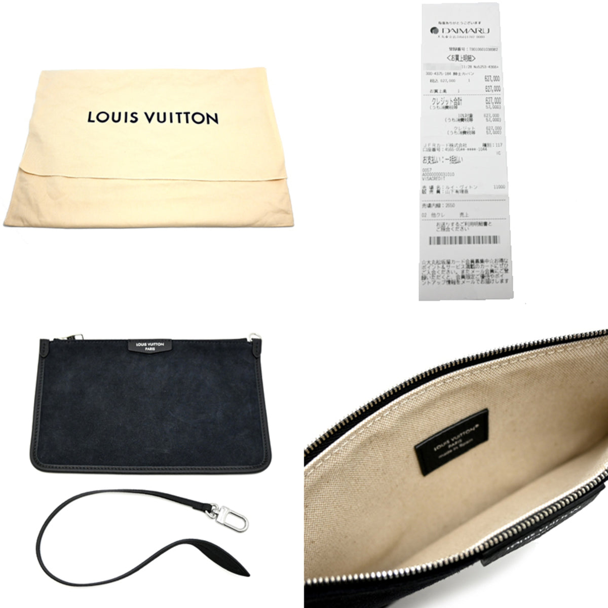 Louis Vuitton Black Noir Leather Pouch Tote Bag (Pre-Owned)