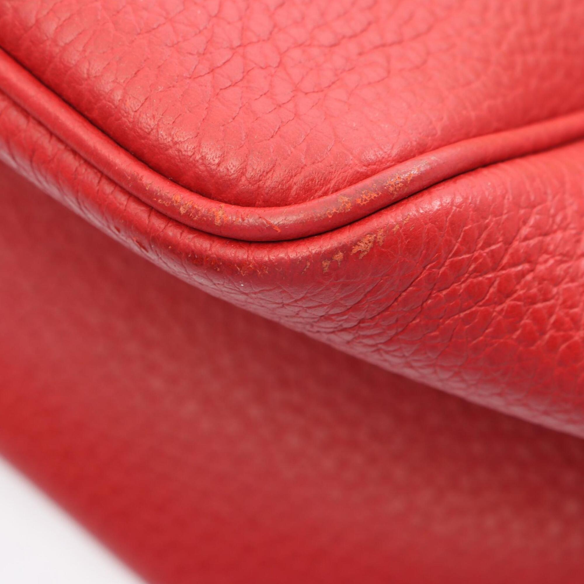 Gucci Beige Red Color Canvas Leather Handbag Tote Bag (Pre-Owned)
