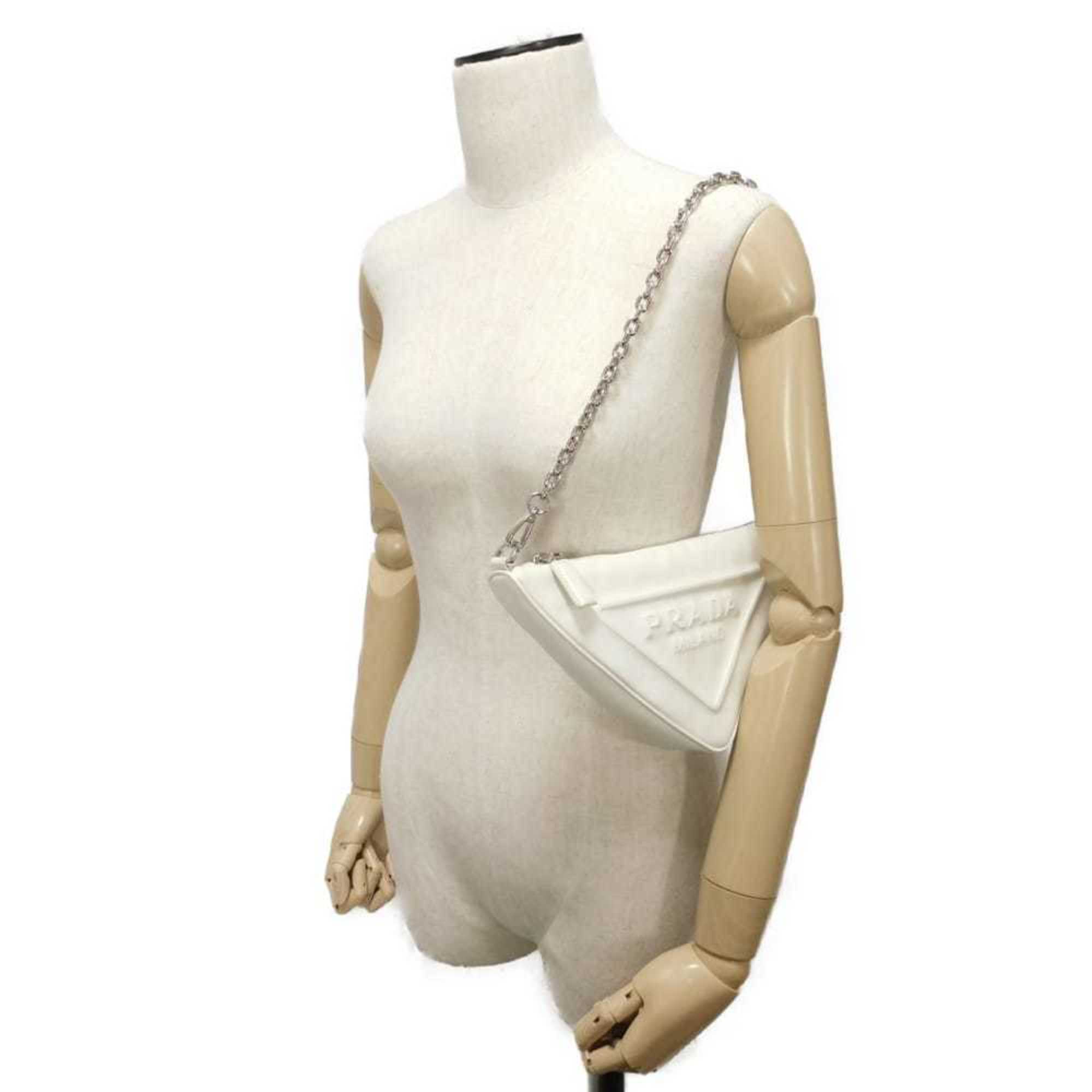 Prada Bianco White Leather Shoulder Bag (Pre-Owned)