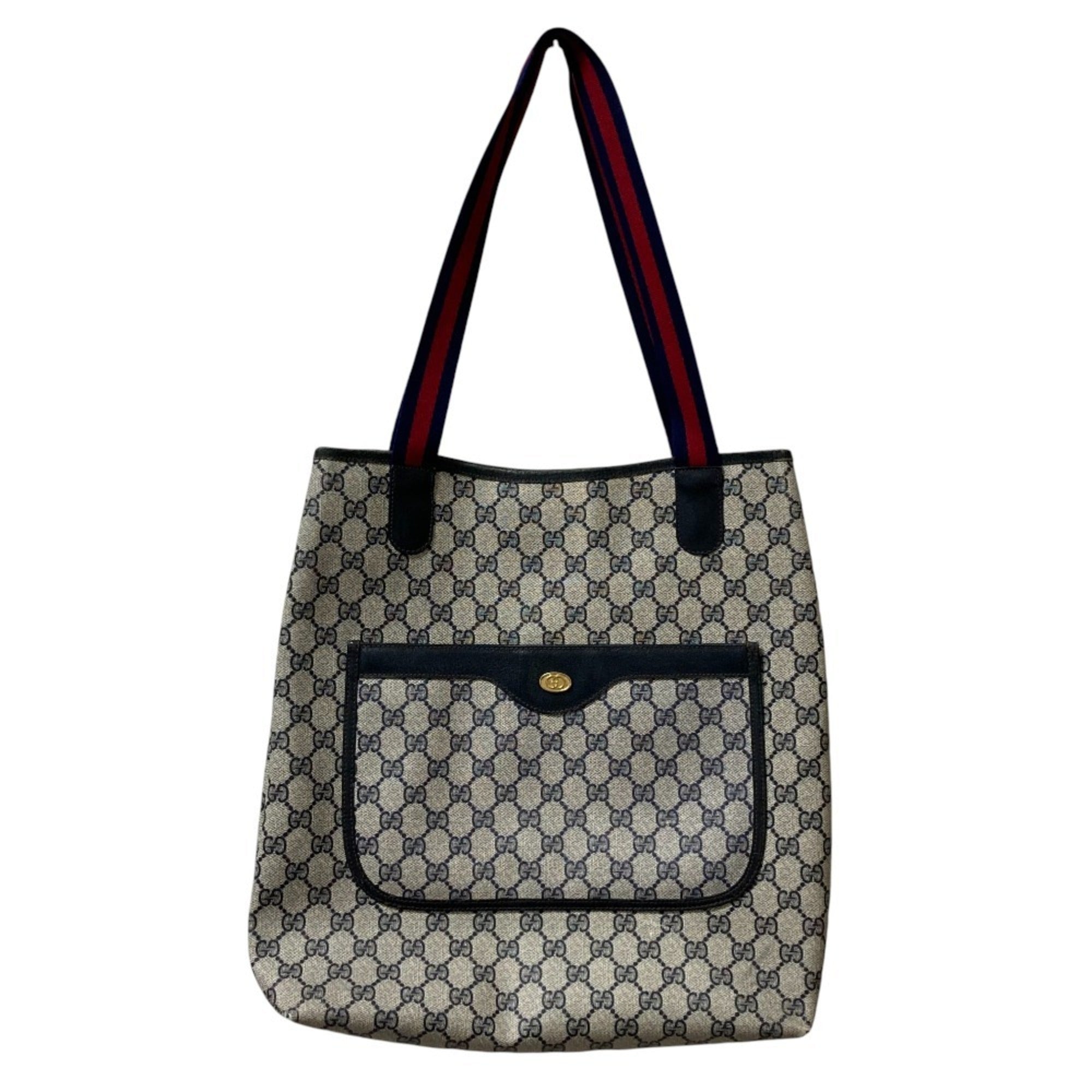 Gucci Gray Navy Gg Plus Tote Bag (Pre-Owned)