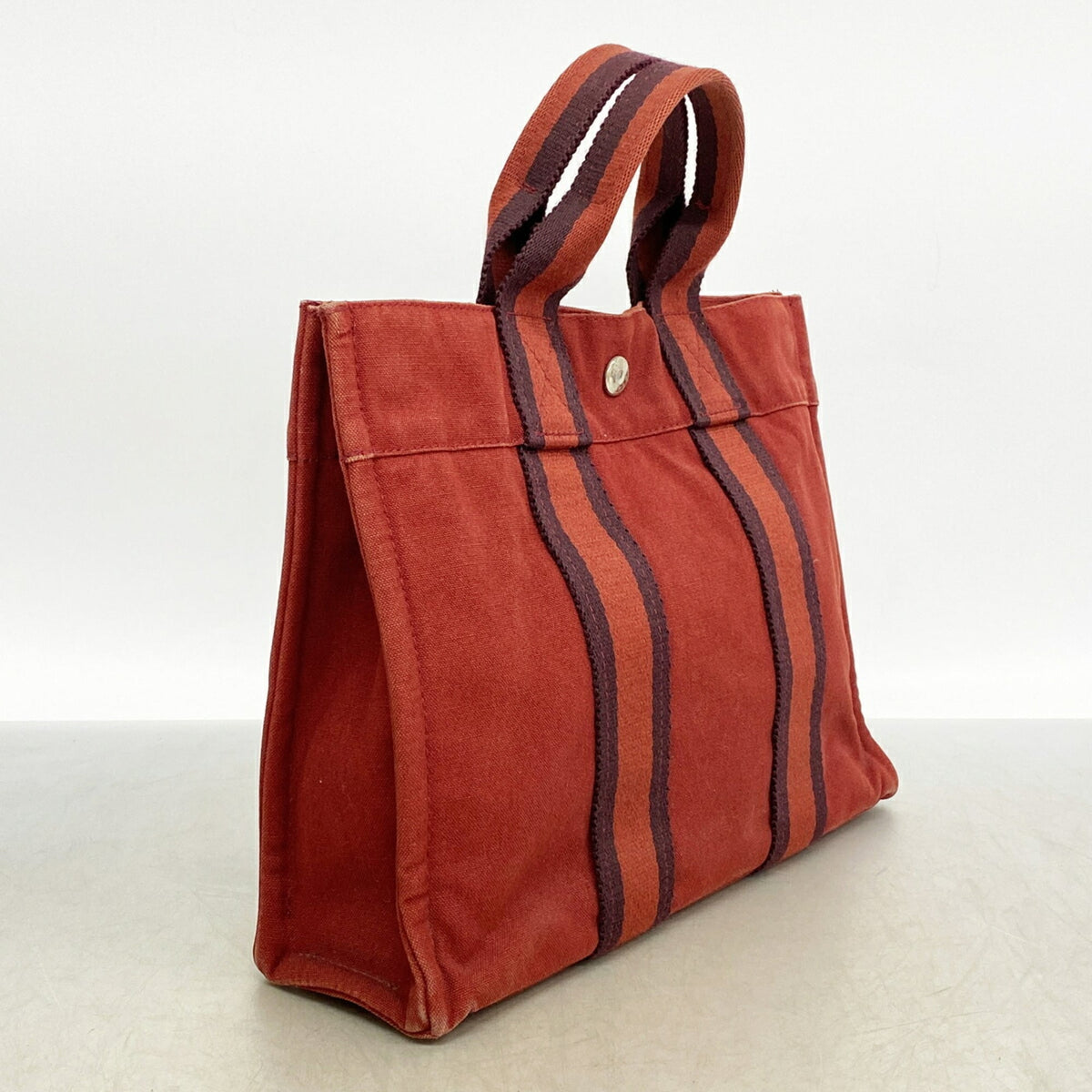 Hermes Red Color Canvas Handbag (Pre-Owned)