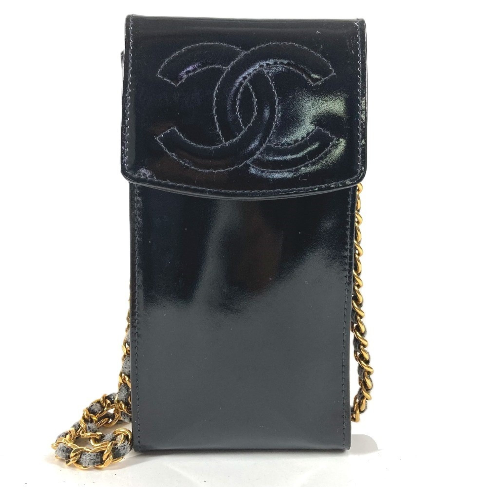 Chanel Black Leather Pochette Pouch Shoulder Bag (Pre-Owned)