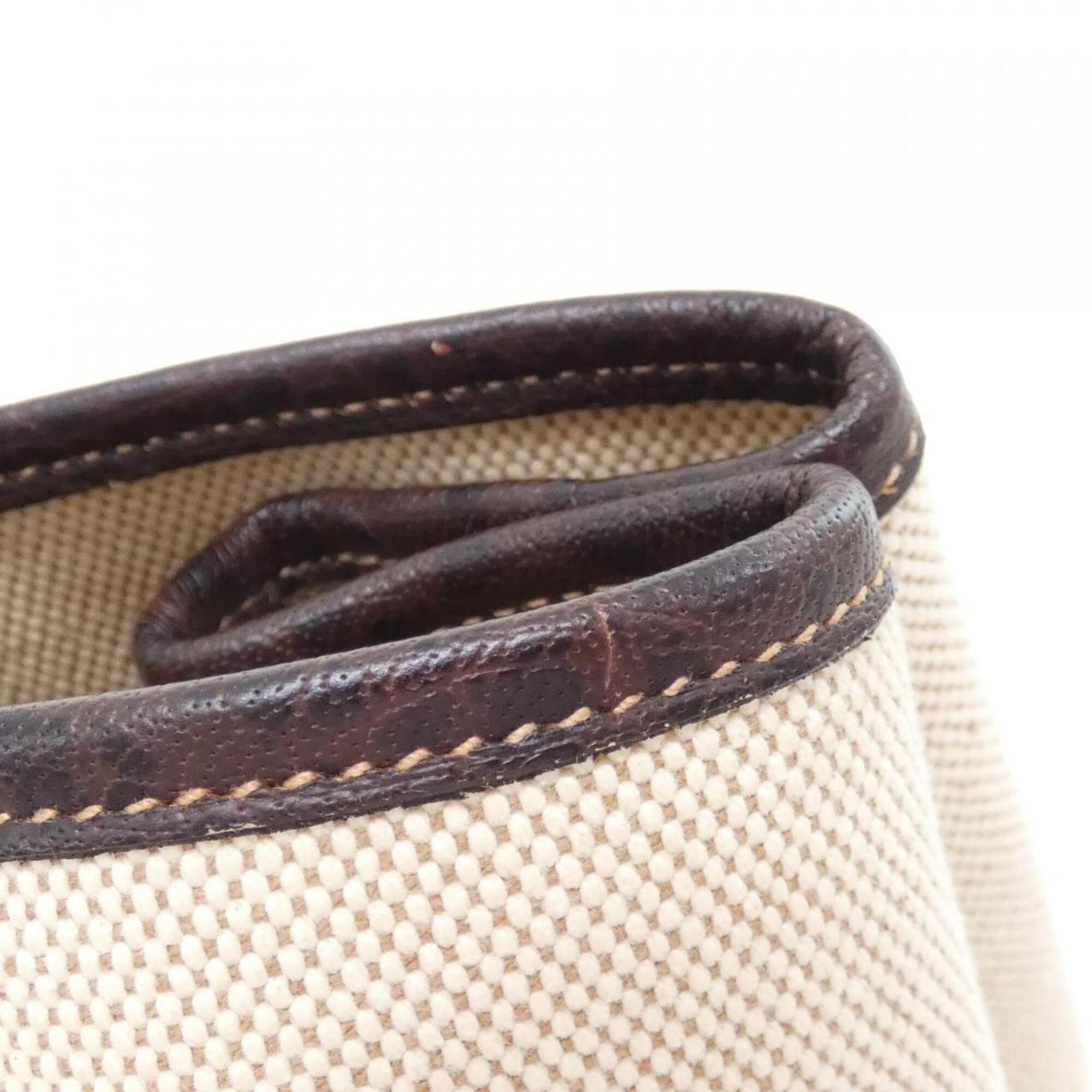 Hermes Brown Toile H Buffle Skipper Leather Handbag (Pre-Owned)