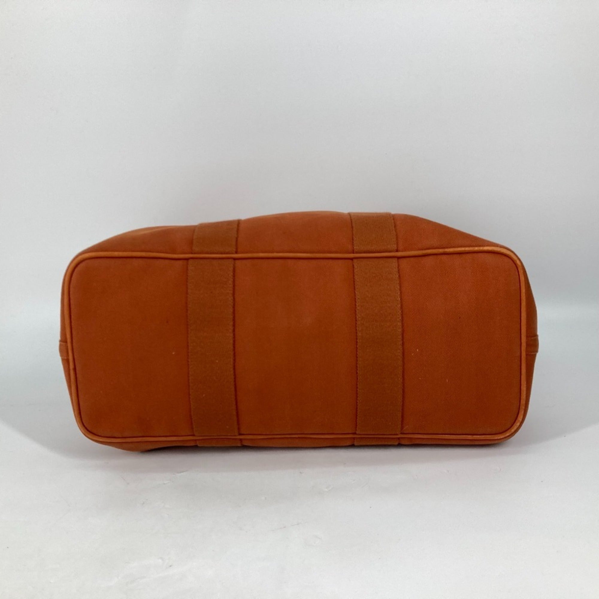 Hermes Orange Canvas Leather Handbag Pouch Tote Bag (Pre-Owned)
