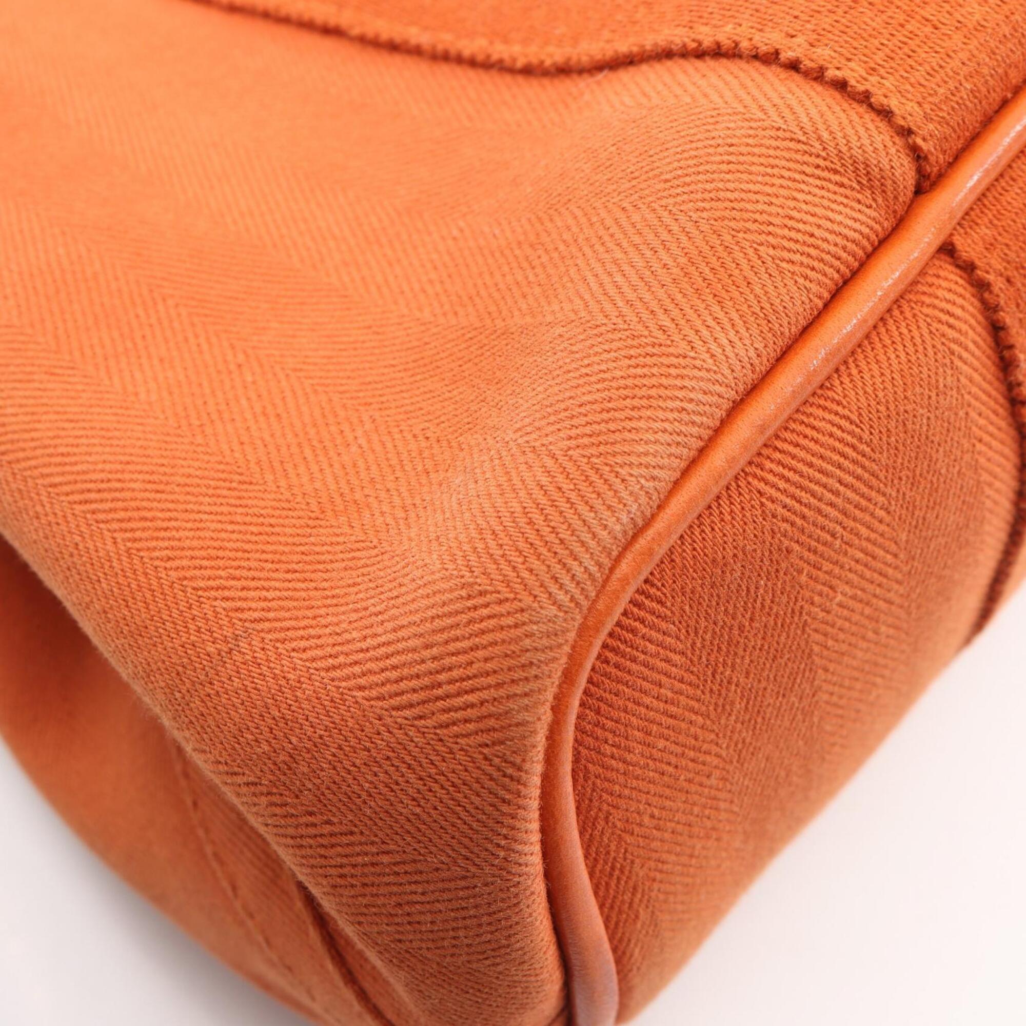 Hermes Orange Potiron Toile Chevron Leather Handbag (Pre-Owned)