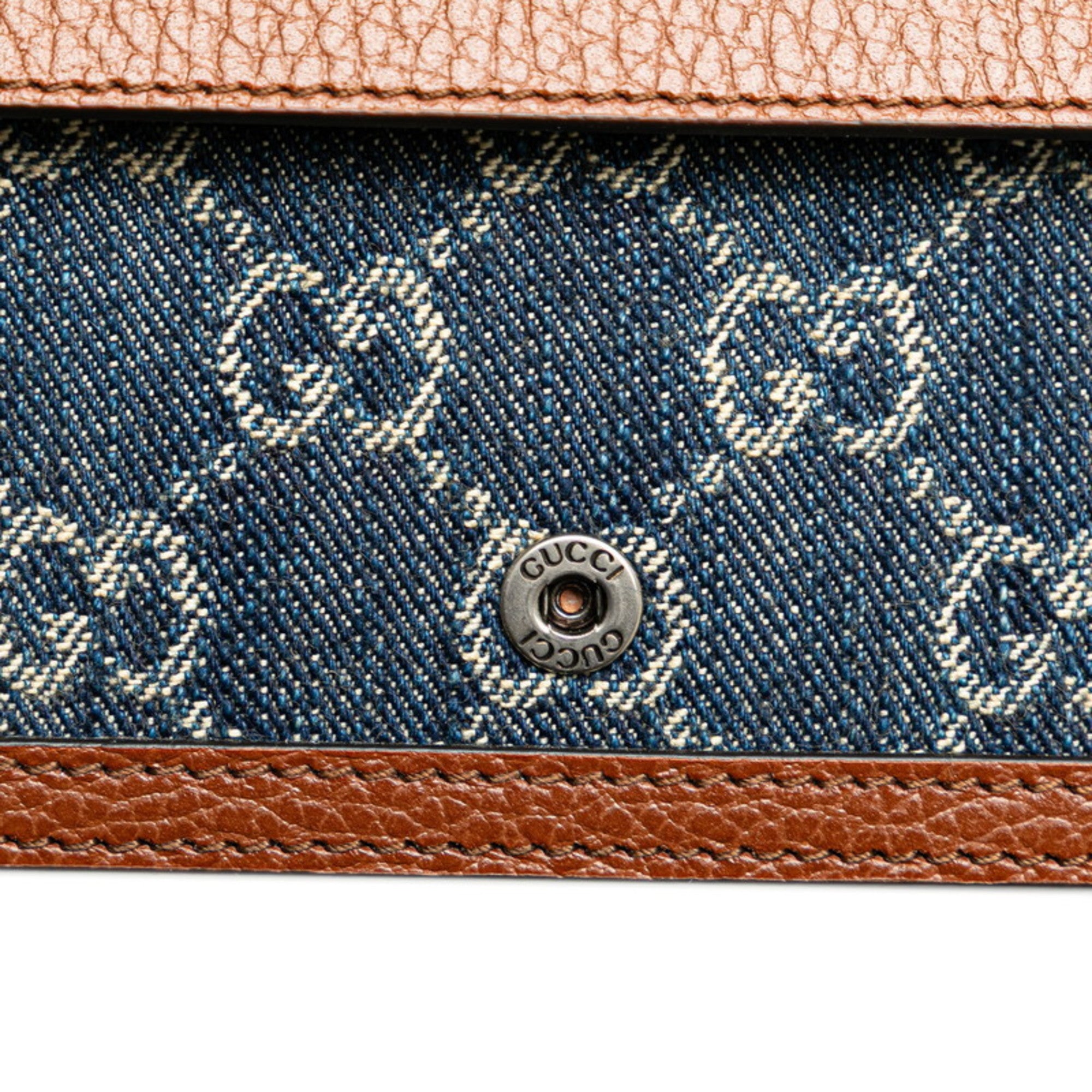 Gucci Brown Denim Leather Shoulder Bag (Pre-Owned)