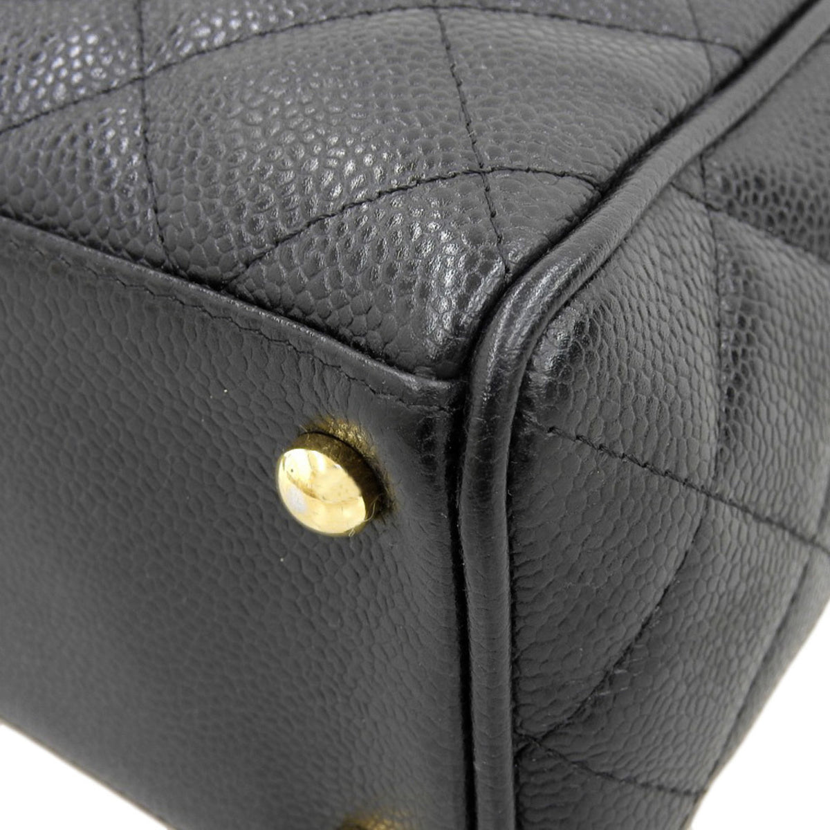 Chanel Black Caviar Leather Boston Bag Handbag (Pre-Owned)