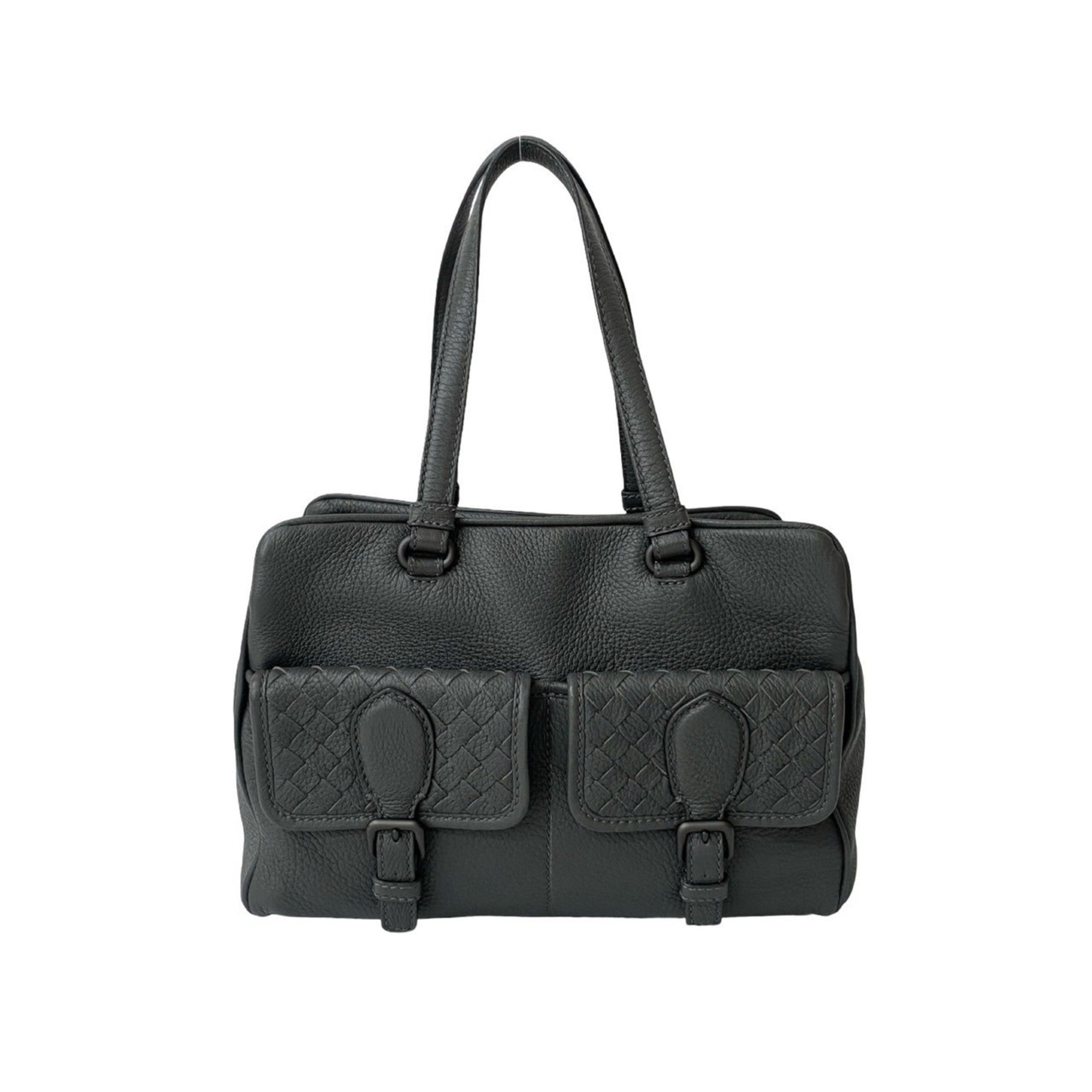 Bottega Veneta Gray Leather Handbag (Pre-Owned)