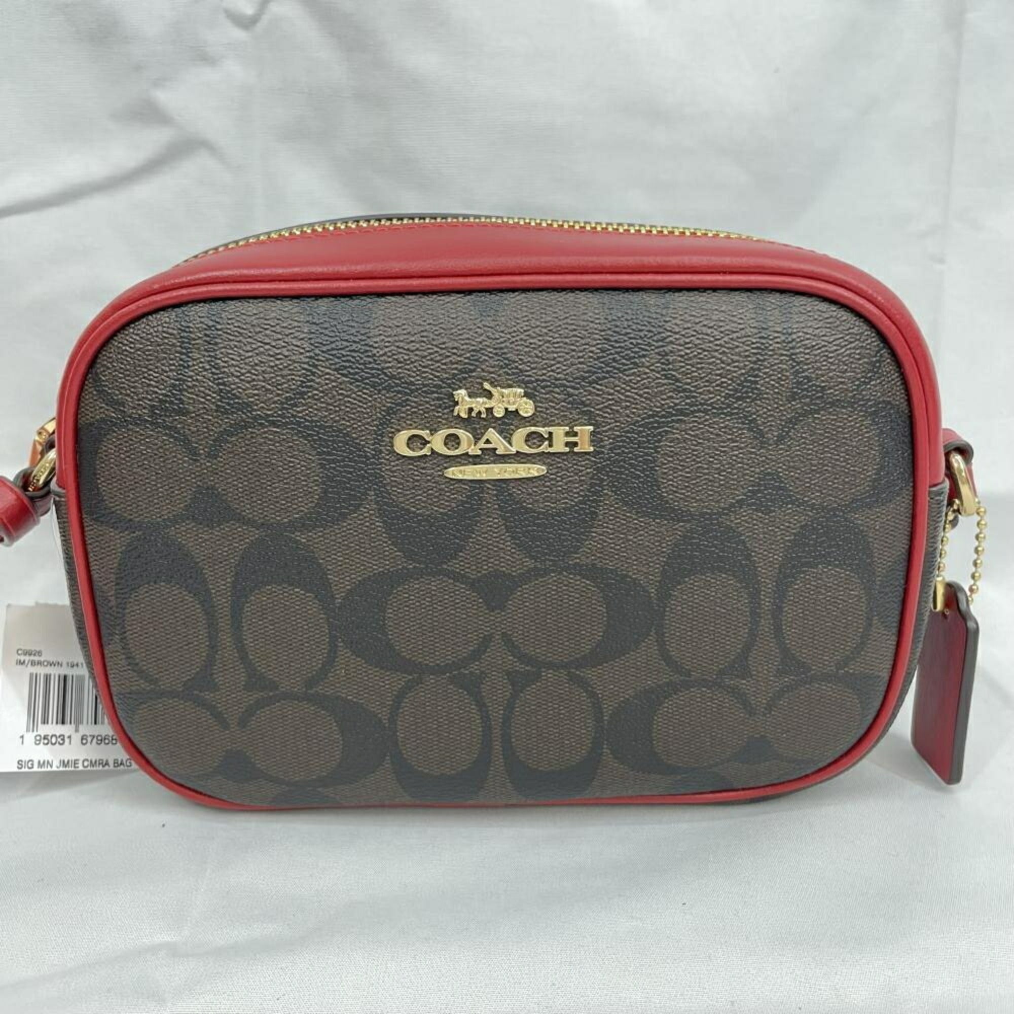 Coach Brown Red Color Signature Line Shoulder Bag (Pre-Owned)