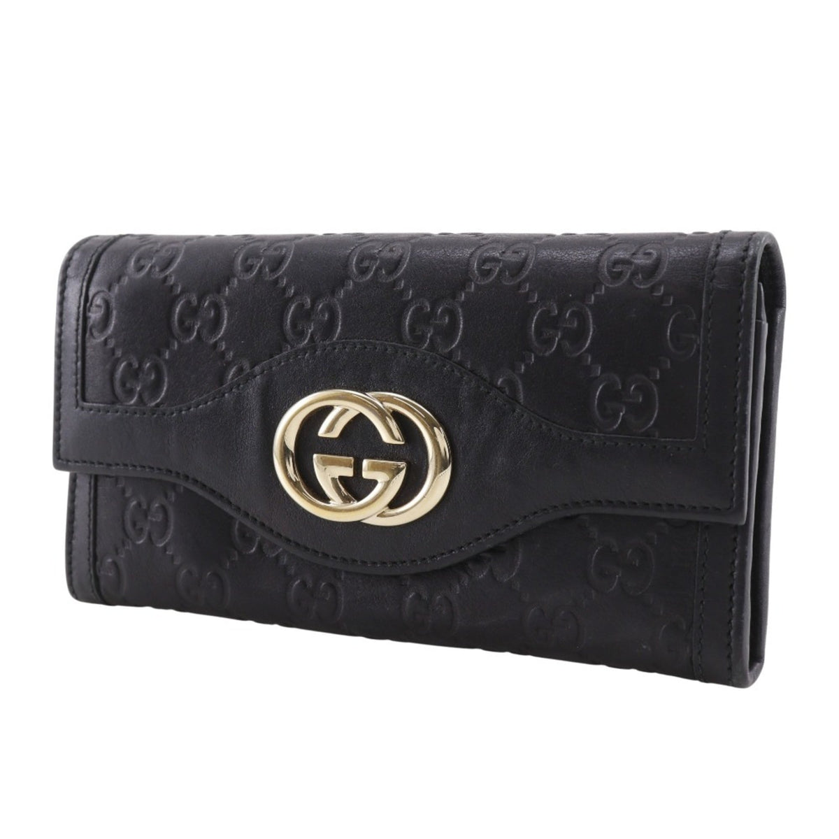 Gucci Black Leather Long Wallet (Bi-Fold) (Pre-Owned)