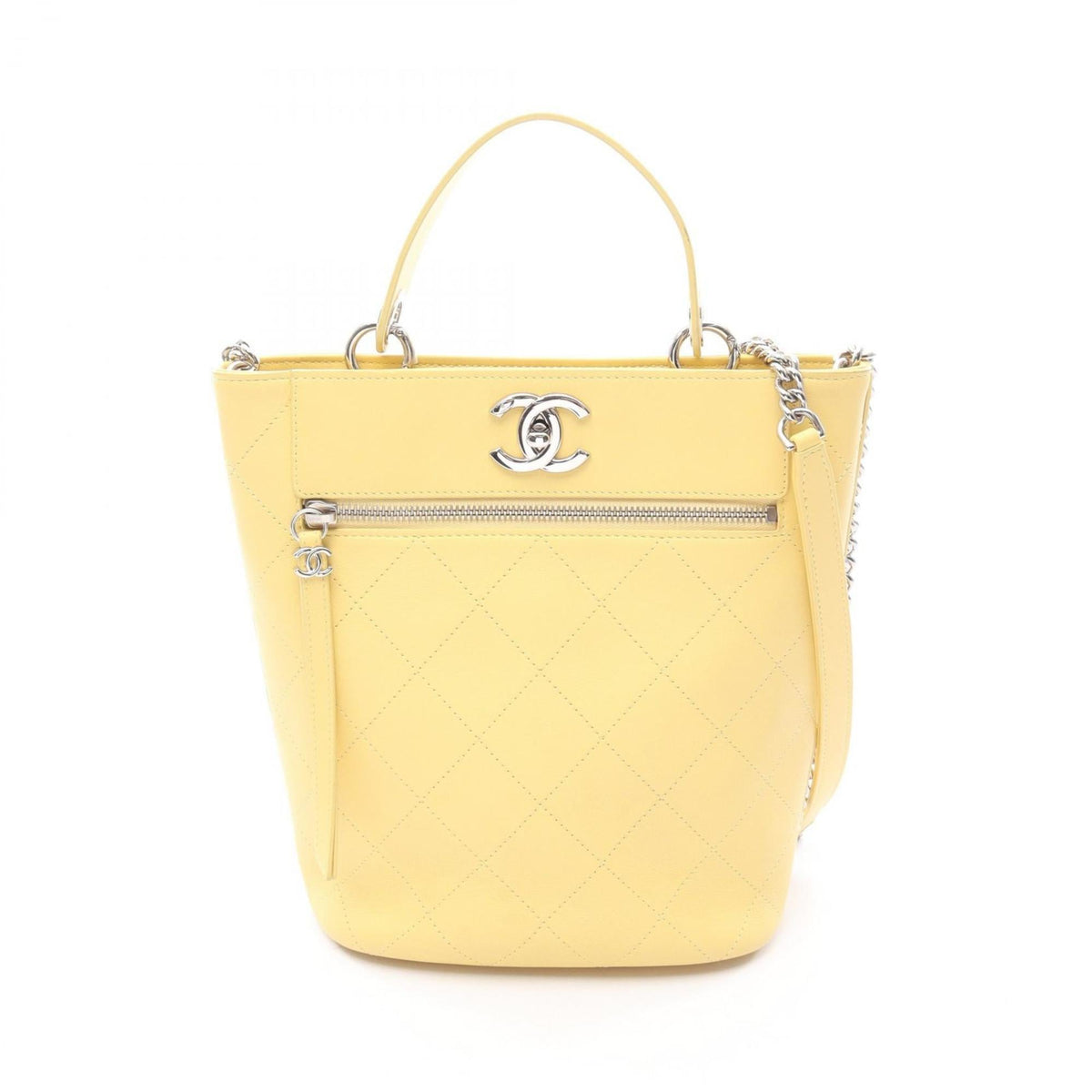 Chanel Yellow Leather Handbag Shoulder Bag (Pre-Owned)