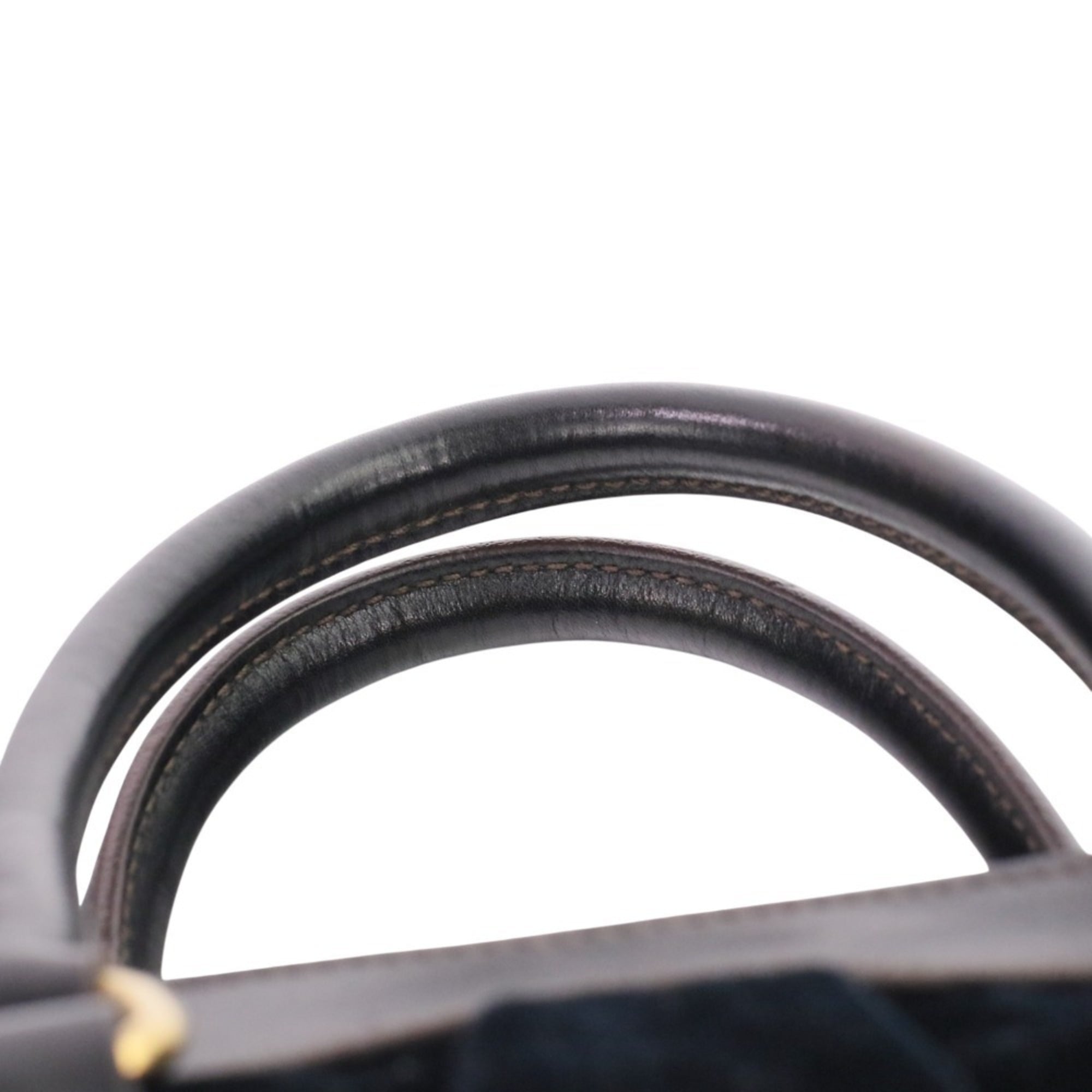 Prada Dark Brown Velvet Leather Handbag Shoulder Bag (Pre-Owned)