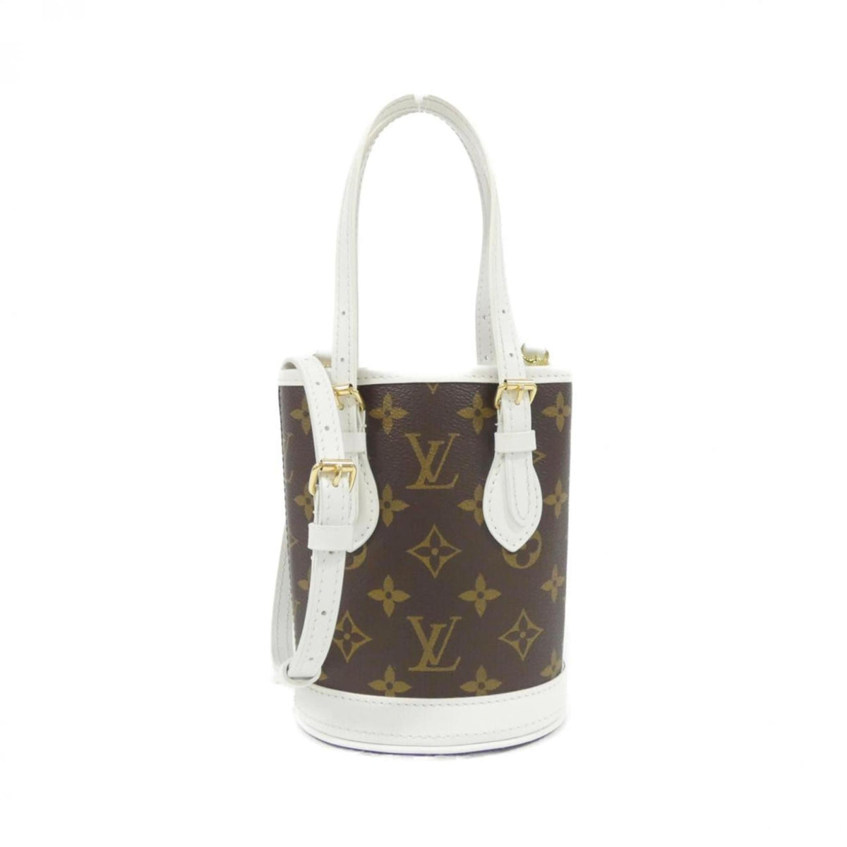Louis Vuitton Blanc Marron Coated Canvas Leather Handbag Pouch (Pre-Owned)