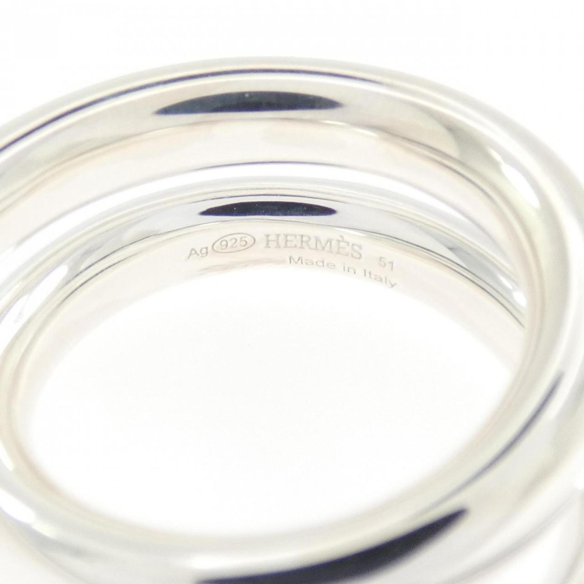 Hermes Silver 925 Band Ring (Pre-Owned)