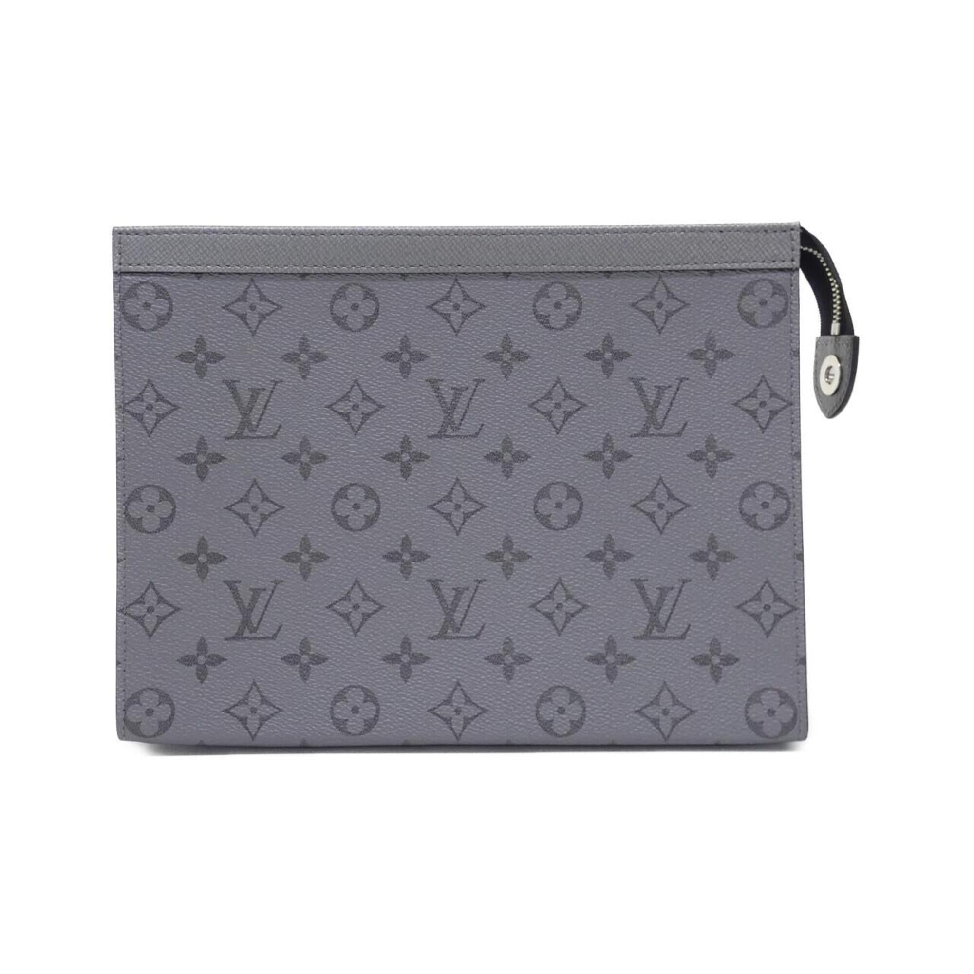 Louis Vuitton Gunmetal Silver Coated Canvas Leather Handbag Pochette Pouch (Pre-Owned)