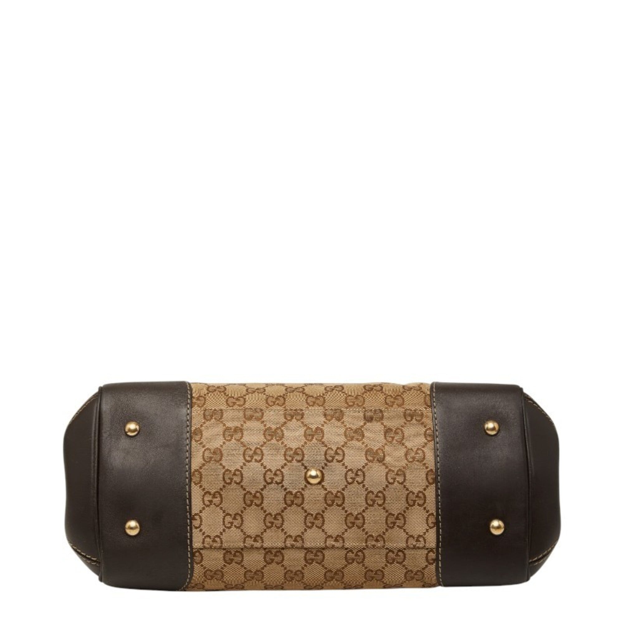 Gucci Beige Leather Canvas Handbag Tote Bag (Pre-Owned)