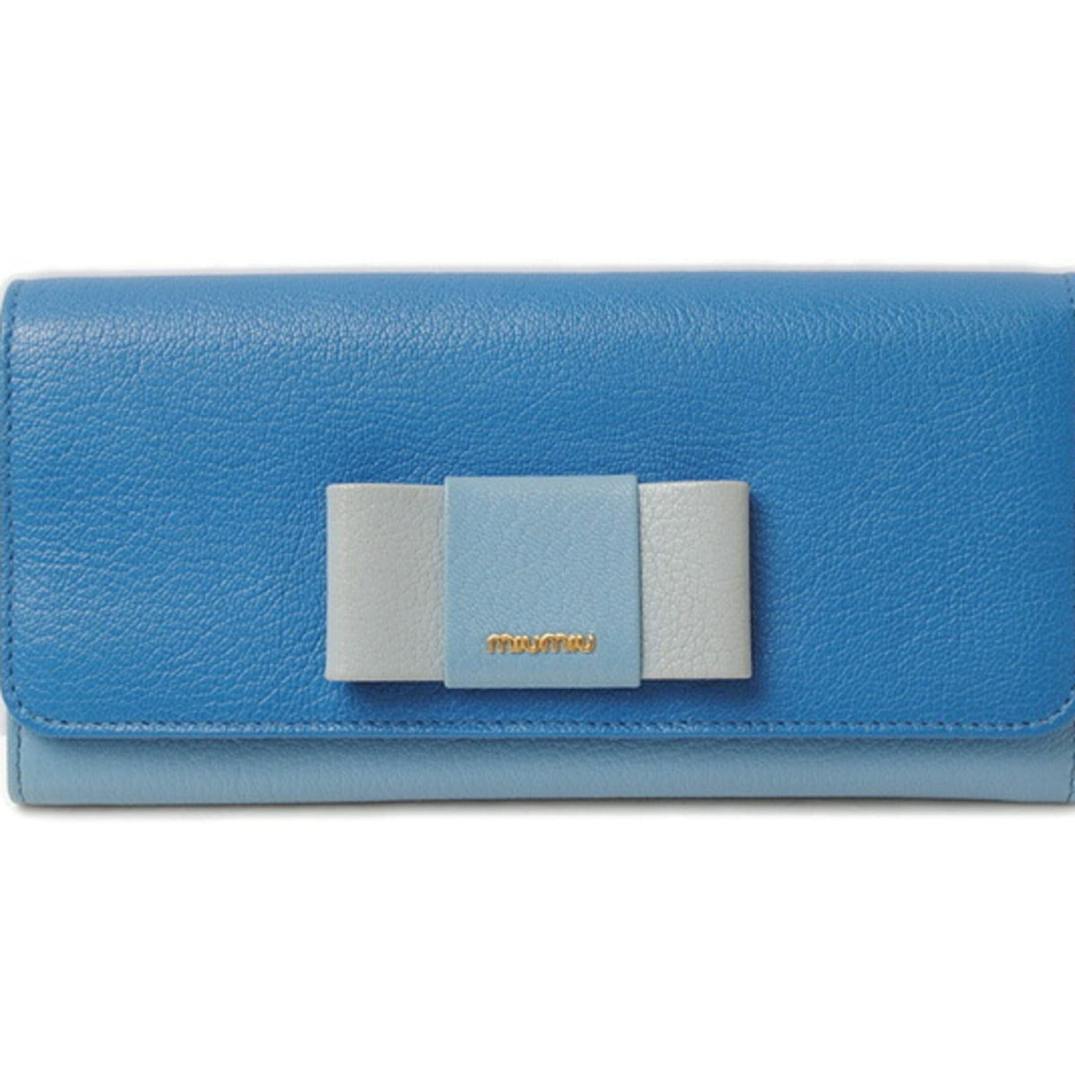 Miu Miu Blue Leather Long Wallet (Bi-Fold) (Pre-Owned)