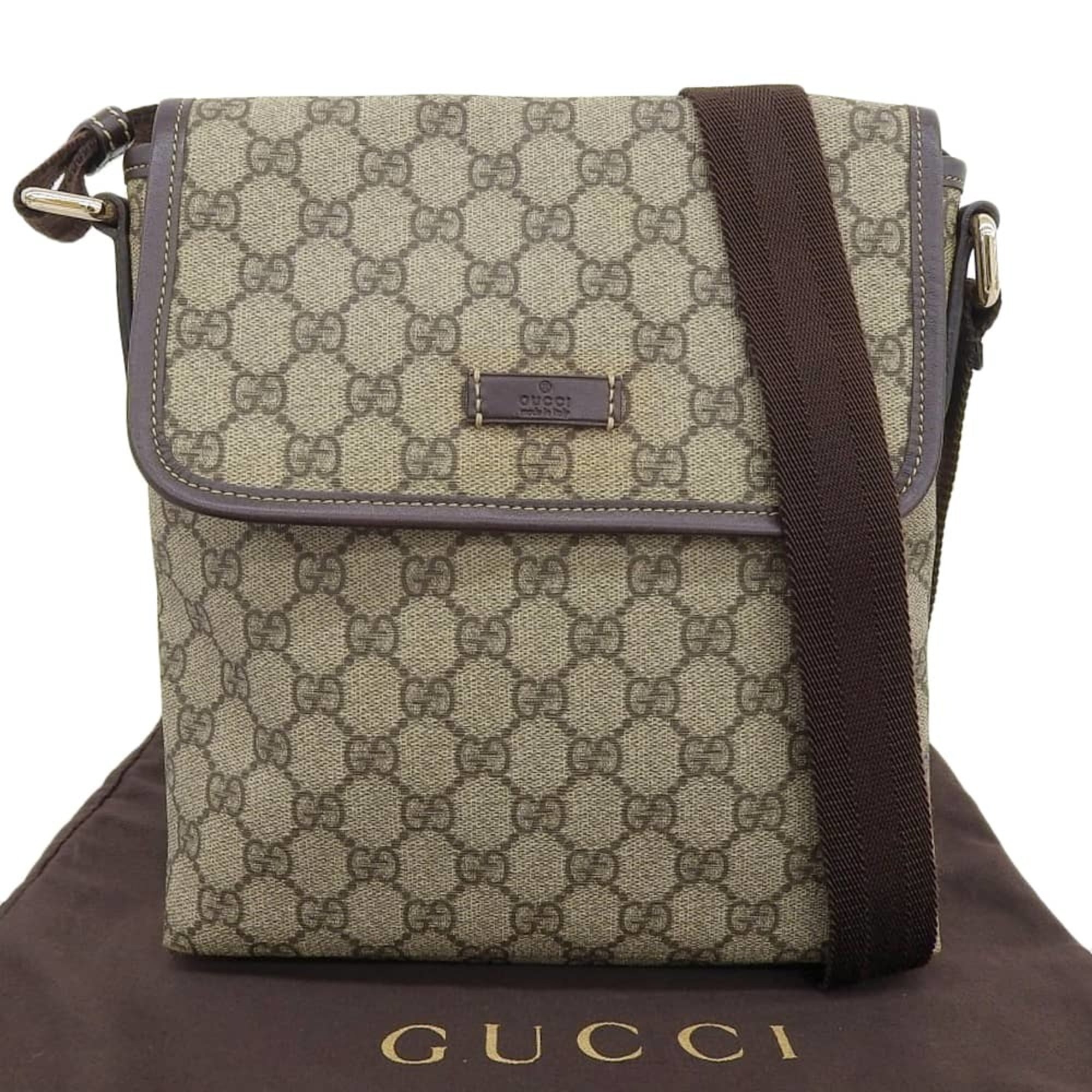 Gucci Beige Brown Pvc Shoulder Bag (Pre-Owned)