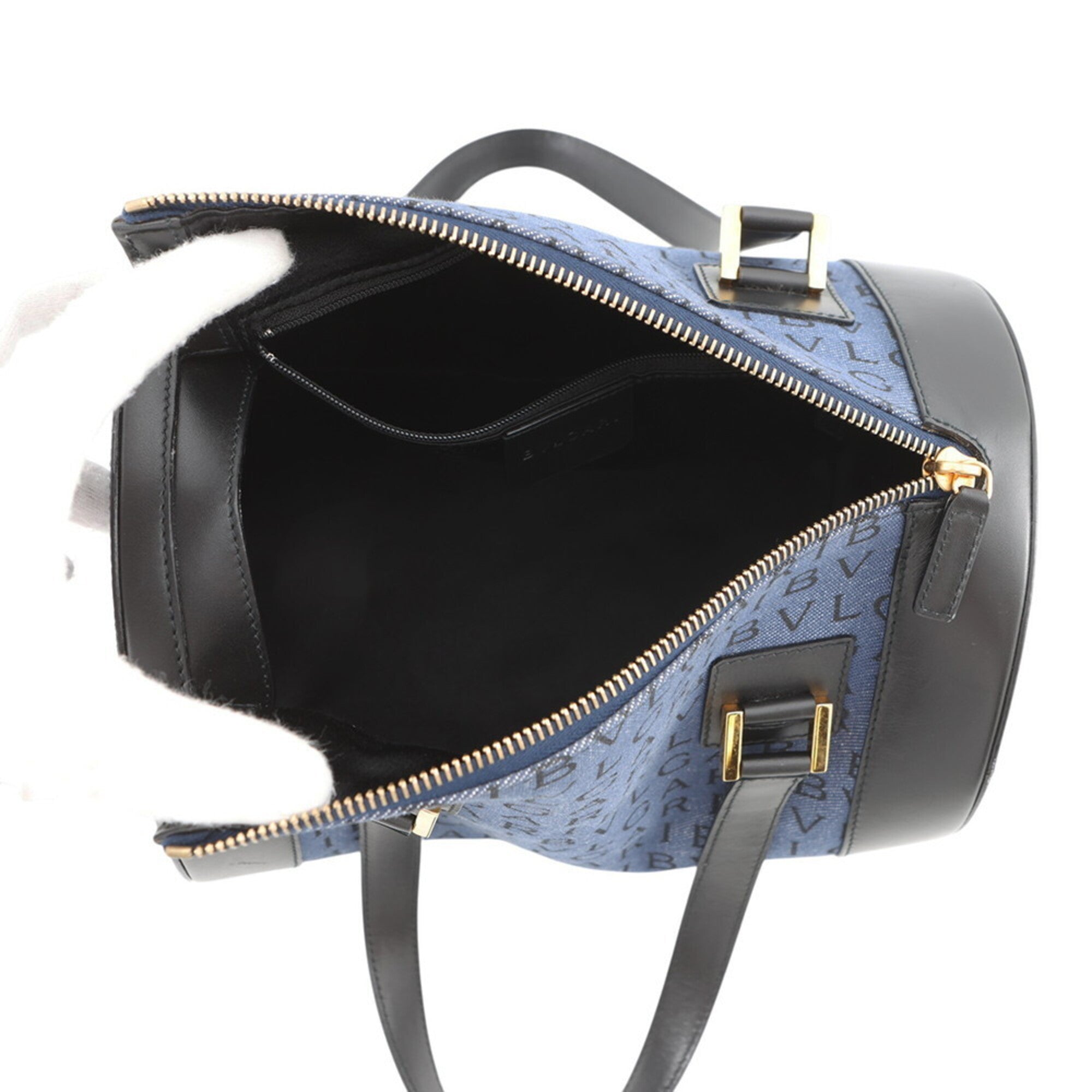 Bvlgari B.Zero1 Navy Black Denim Leather Handbag (Pre-Owned)