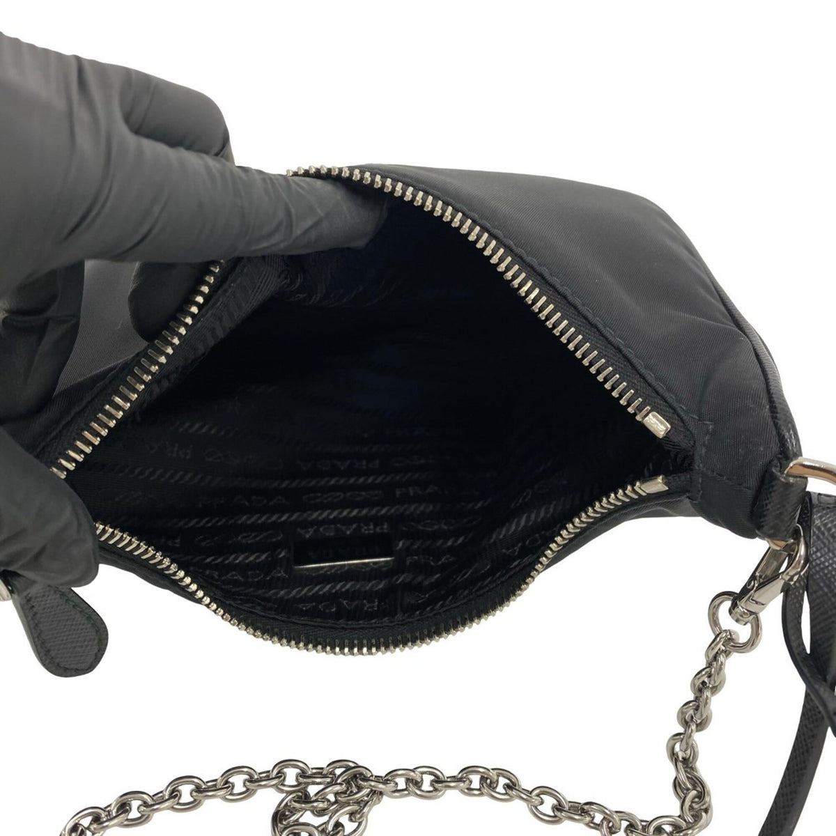 Prada Black Nylon Leather Shoulder Bag (Pre-Owned)