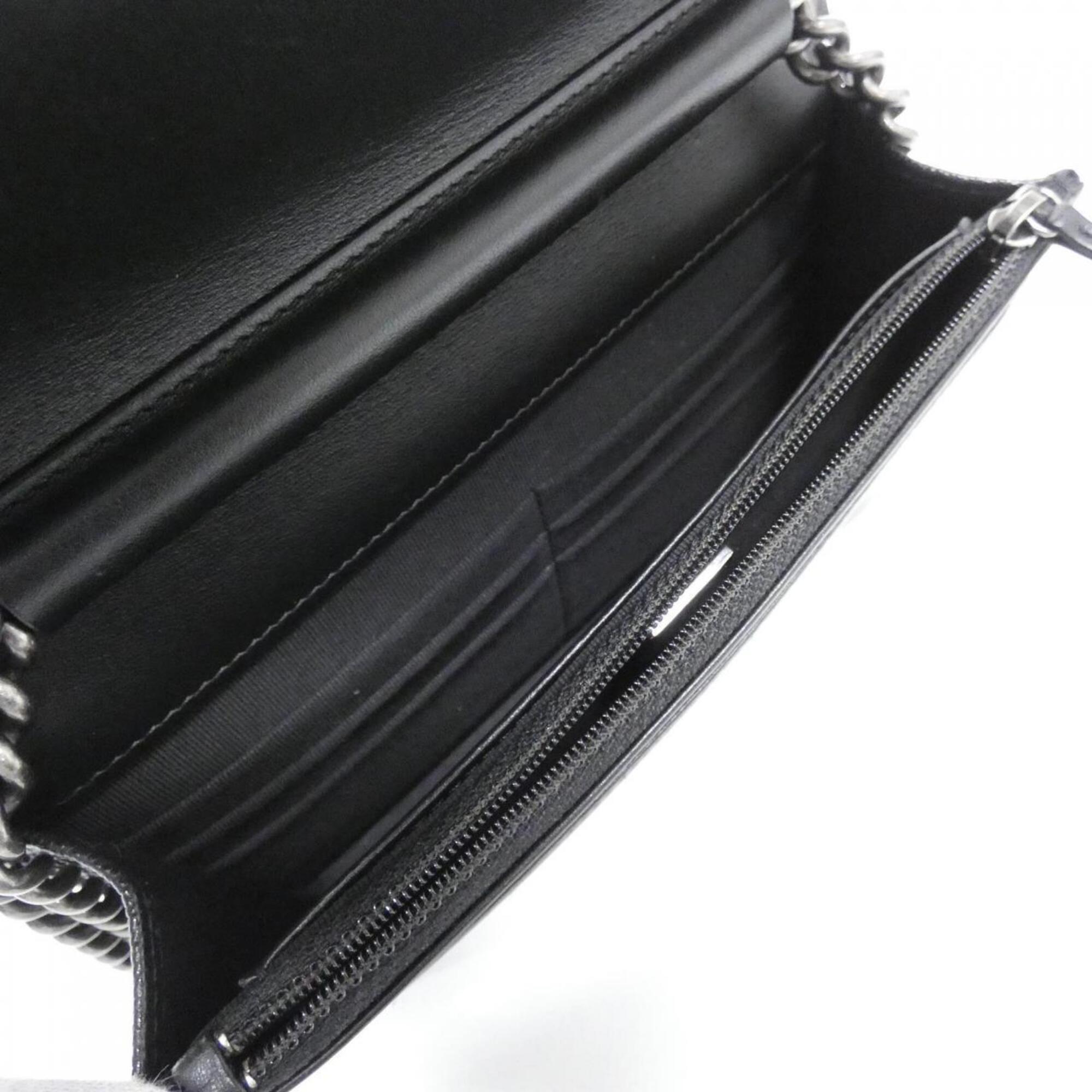 Chanel Black Grained Calfskin Chain/Shoulder Wallet (Pre-Owned)