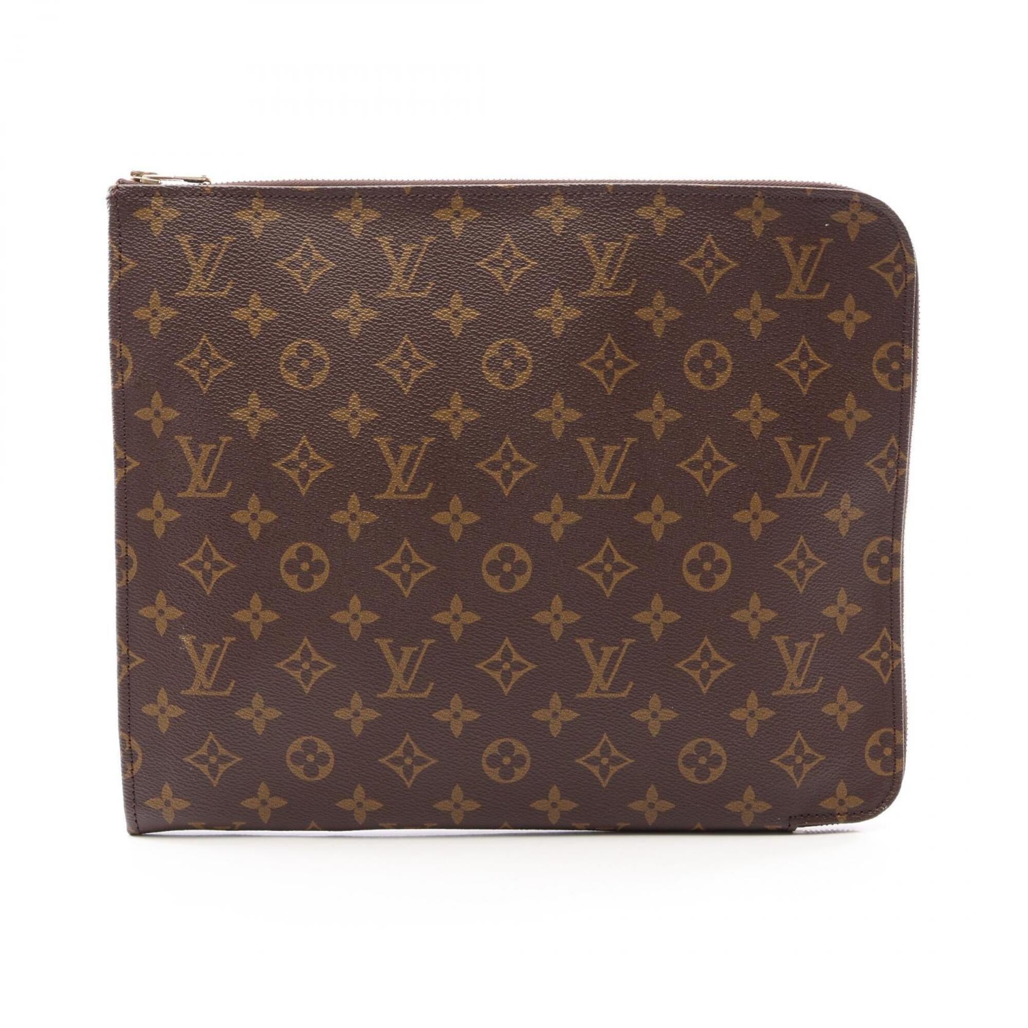 Louis Vuitton Brown Coated Canvas Clutch Bag Handbag (Pre-Owned)