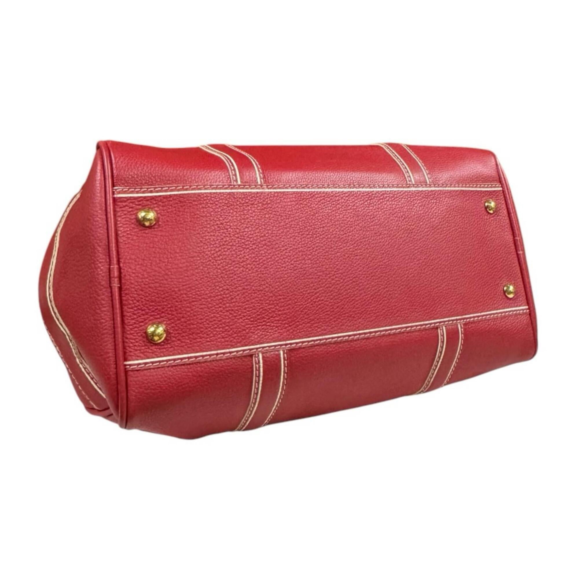 Louis Vuitton Red Color Leather Boston Bag (Pre-Owned)