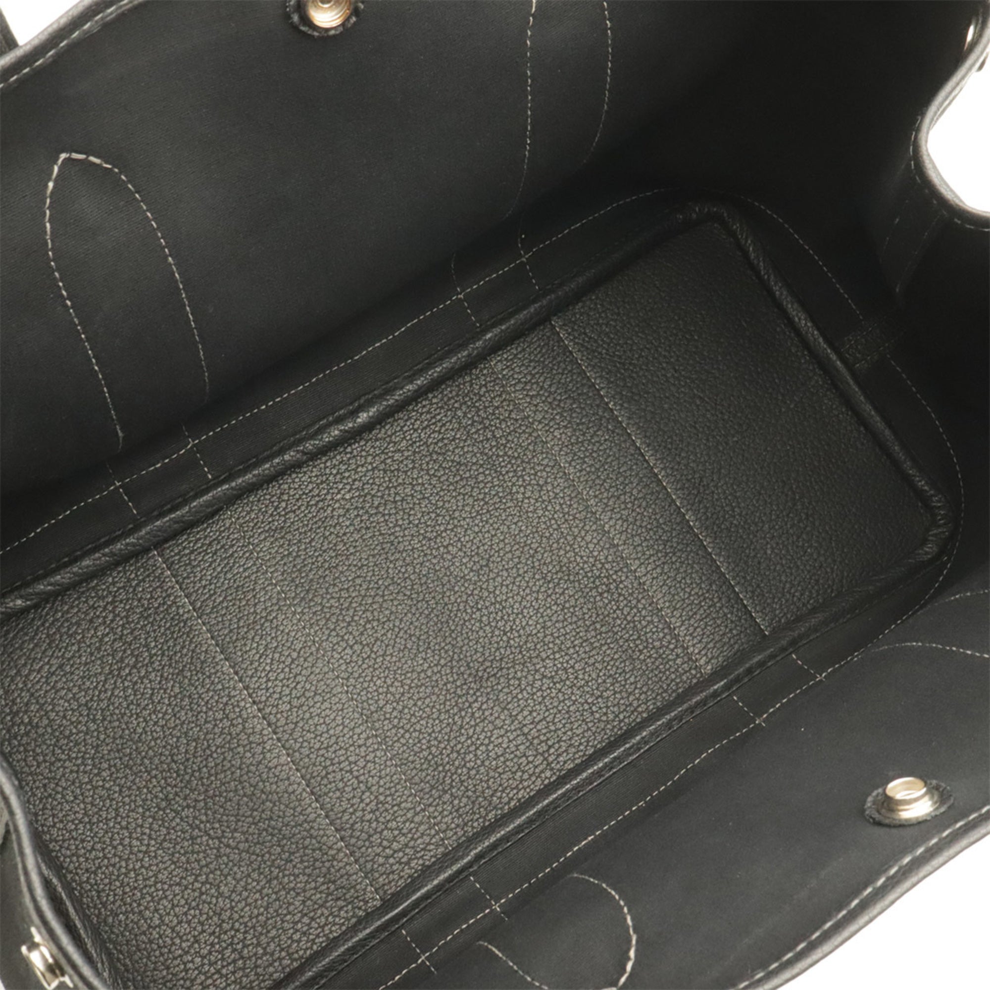 Hermes Black Toile Officier Leather Shoulder Bag Tote Bag (Pre-Owned)
