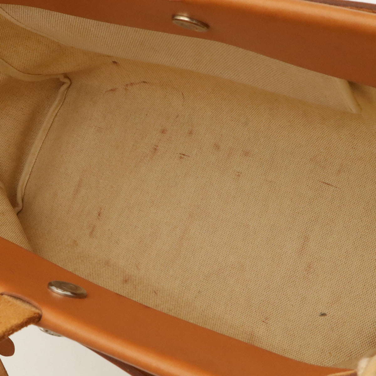 Hermes Light Brown Natural Toile H Shoulder Bag Tote Bag (Pre-Owned)