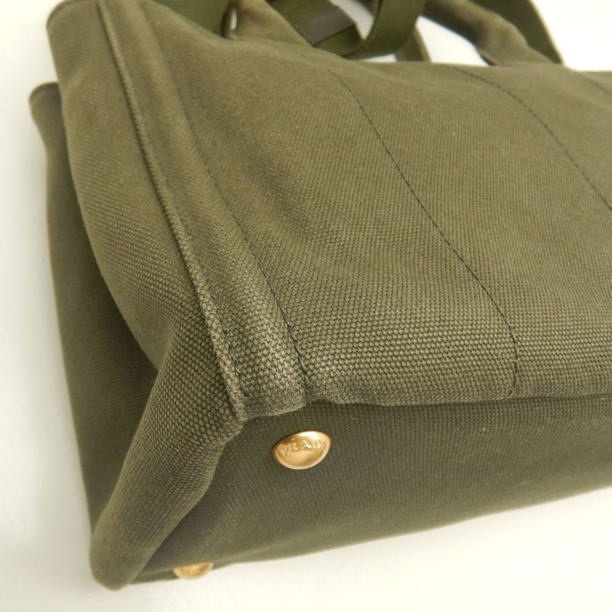 Prada Green Khaki Canvas Tote Bag (Pre-Owned)