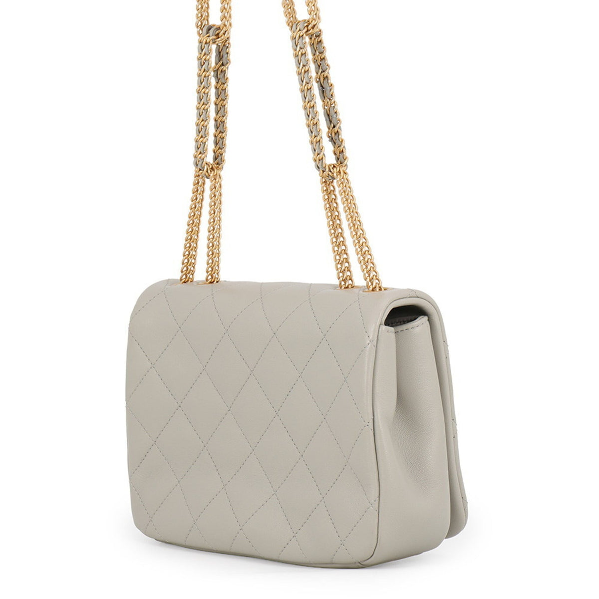 Chanel Matelasse Gray Leather Handbag Shoulder Bag (Pre-Owned)